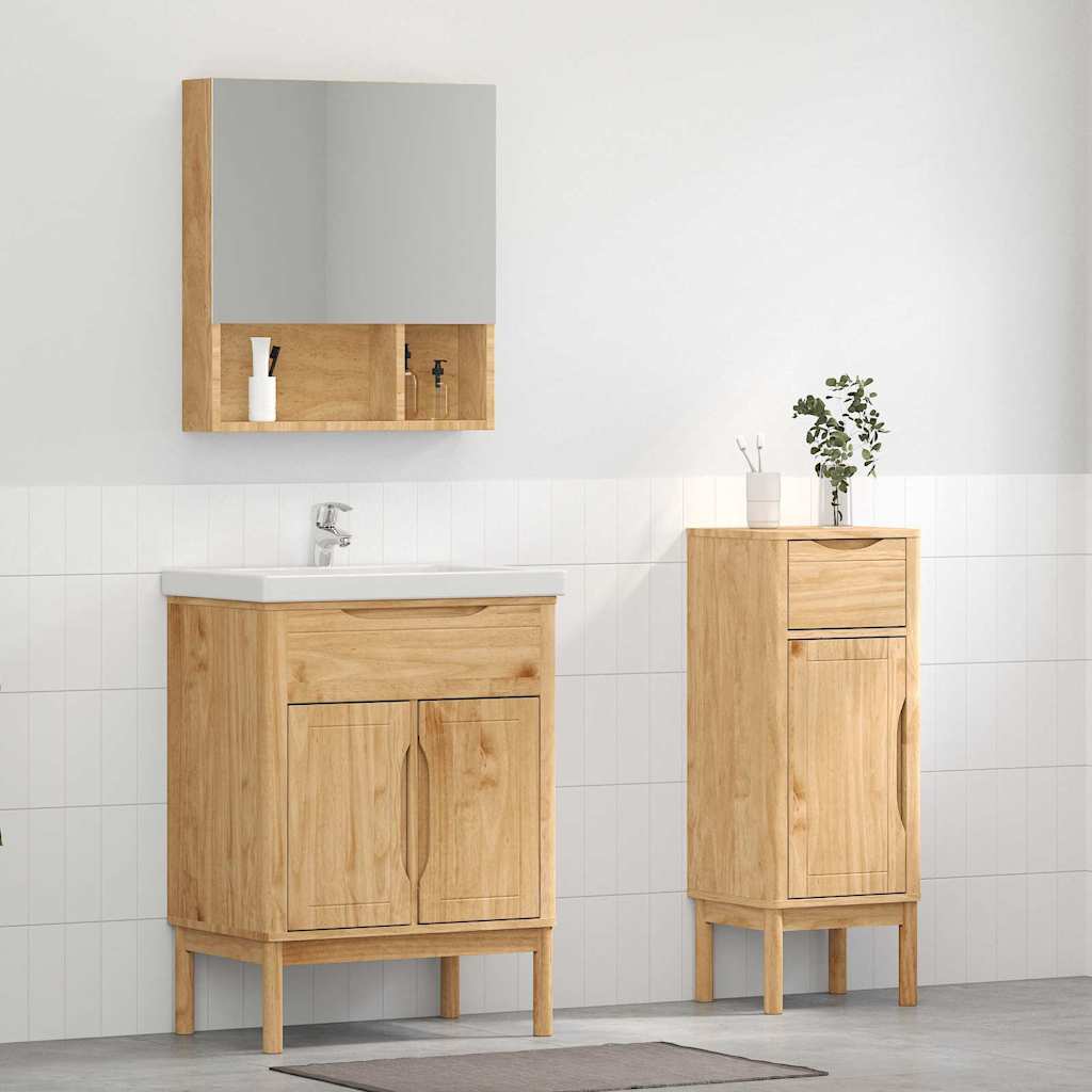 vidaXL Badkamermeubelset met lade 2 pcs Wasbruin Massief grenenhout
