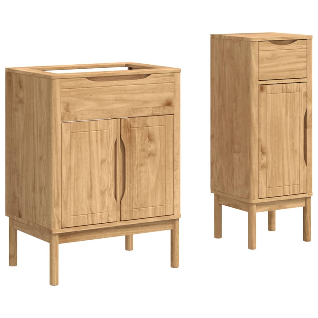 vidaXL Badkamermeubelset met lade 2 pcs Wasbruin Massief grenenhout