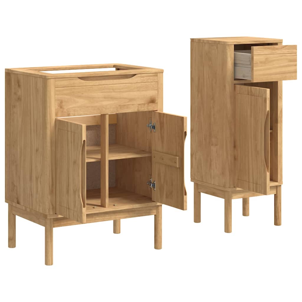 vidaXL Badkamermeubelset met lade 2 pcs Wasbruin Massief grenenhout