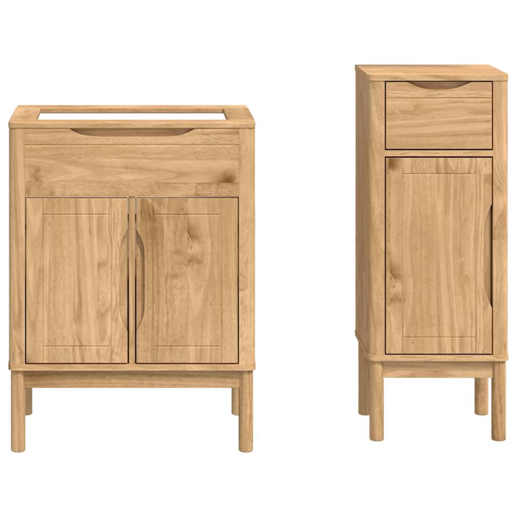 vidaXL Badkamermeubelset met lade 2 pcs Wasbruin Massief grenenhout