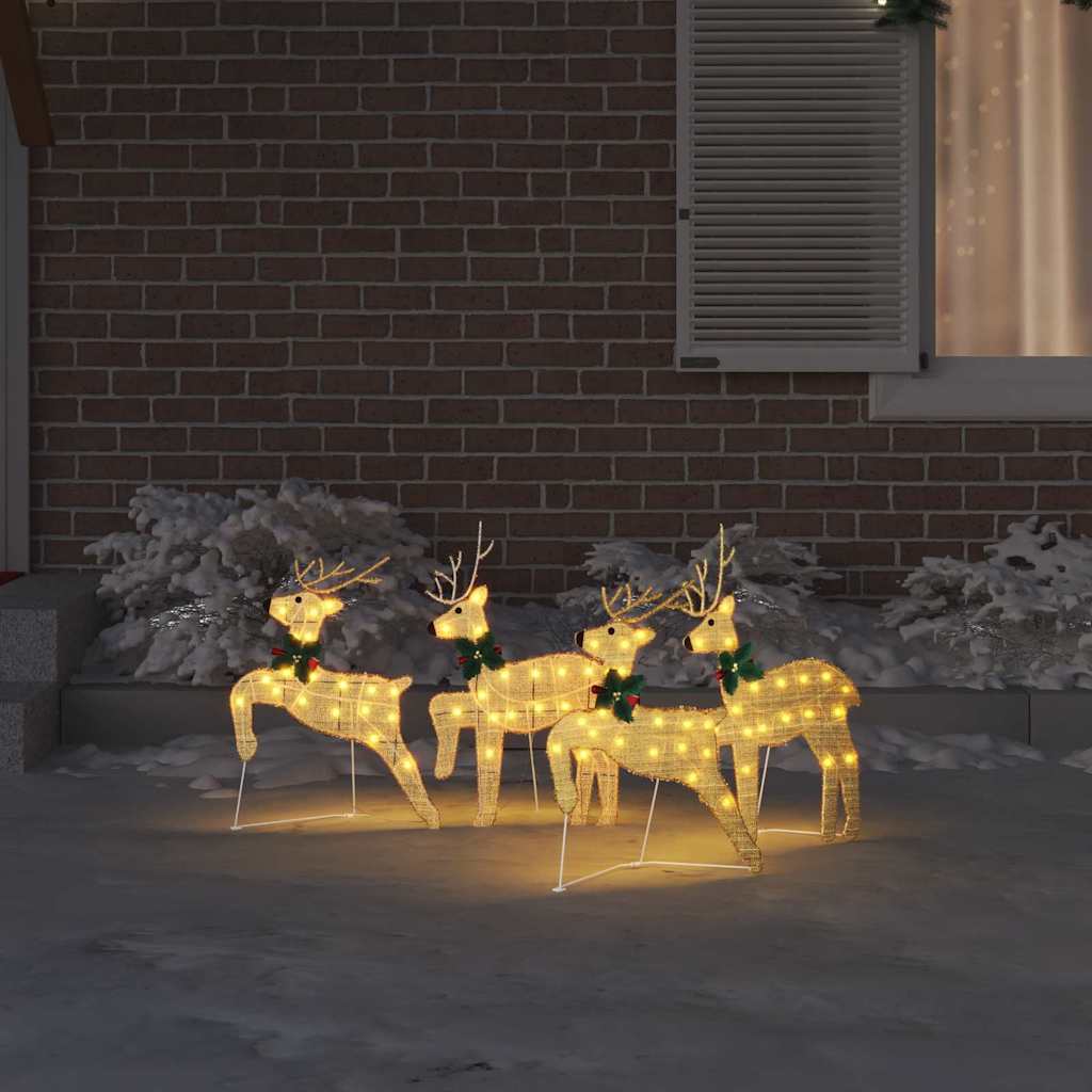 vidaXL LED Rendieren 4 pcs Goud 45 x 19 x 65 cm Stof