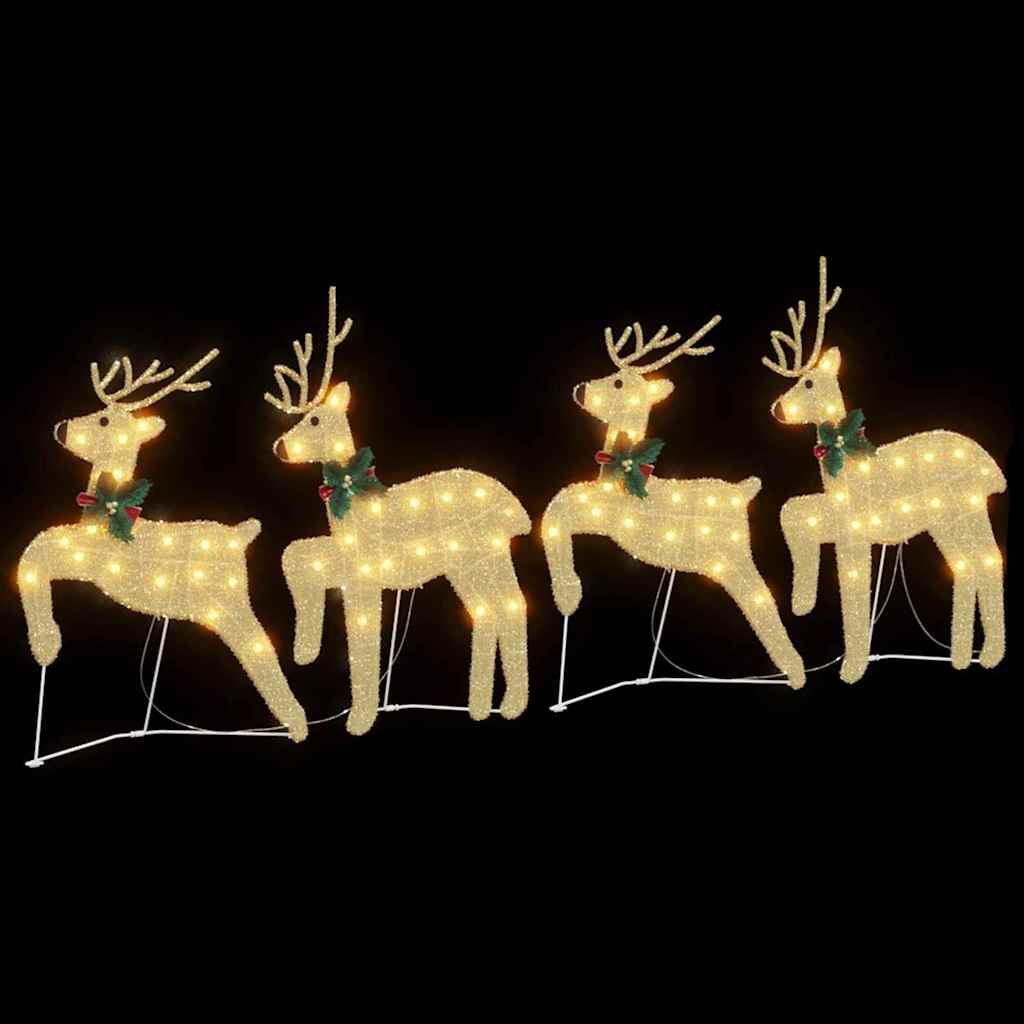 vidaXL LED Rendieren 4 pcs Goud 45 x 19 x 65 cm Stof