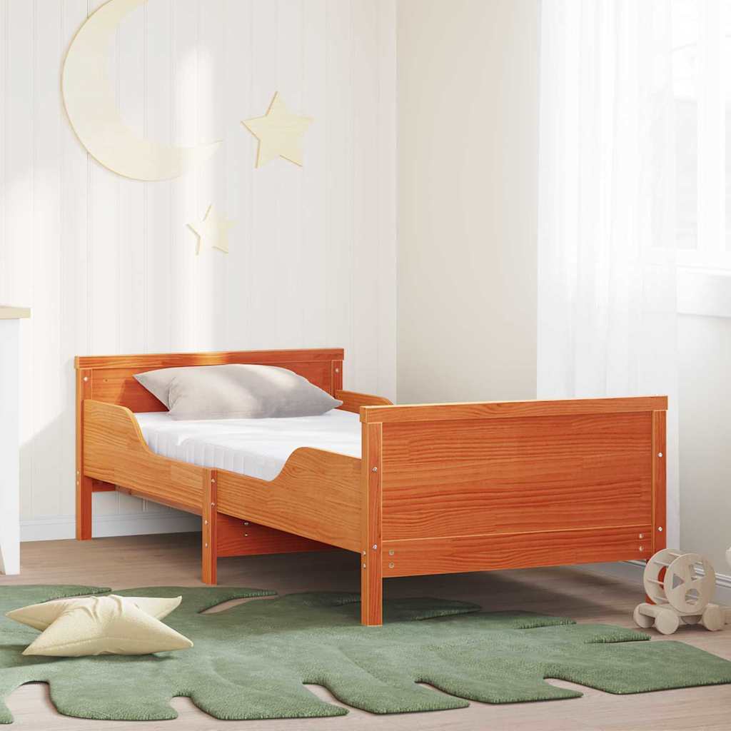 vidaXL Bedframe met matras Bruin 80 x 200 cm Massief grenenhout