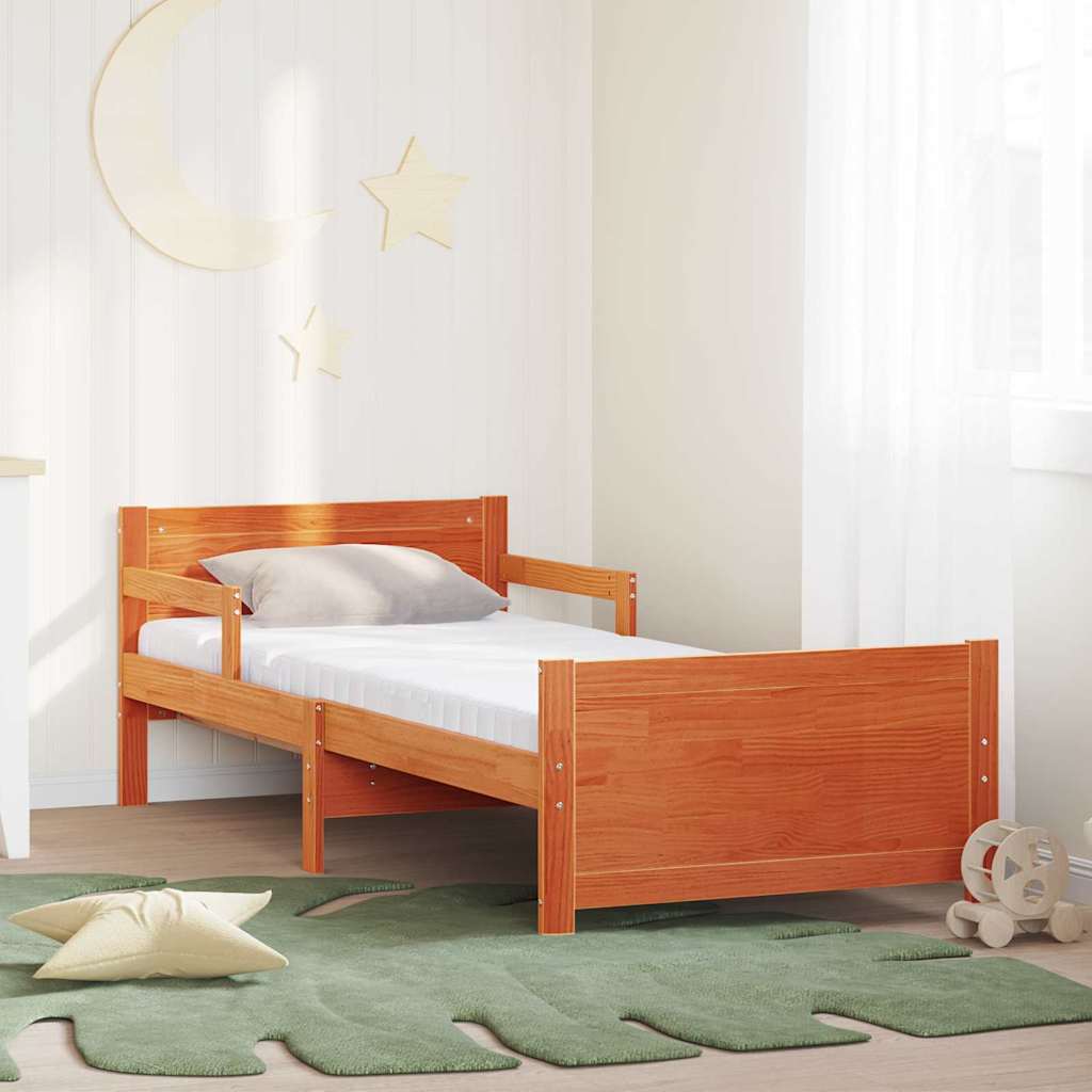 vidaXL Bedframe met matras met hoofdeinde Bruin 80 x 200 cm