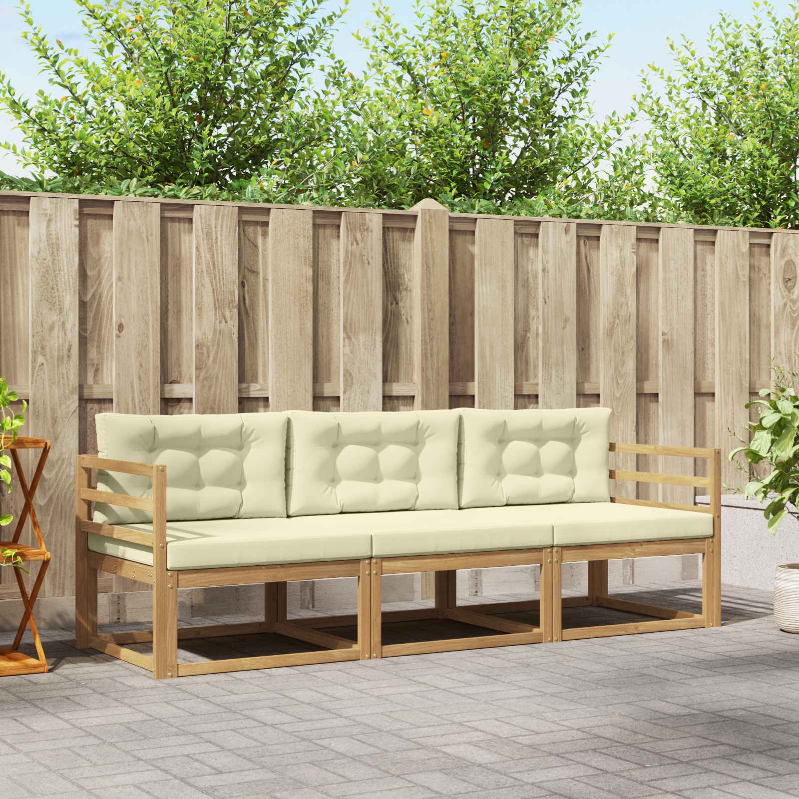 vidaXL Buiten bankenset 3 pcs Naturel Massief Acaciahout