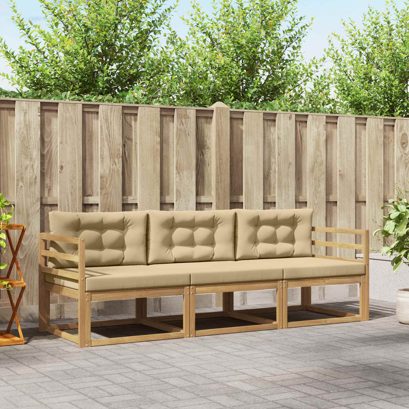 vidaXL Buiten bankenset 3 pcs Naturel Massief Acaciahout