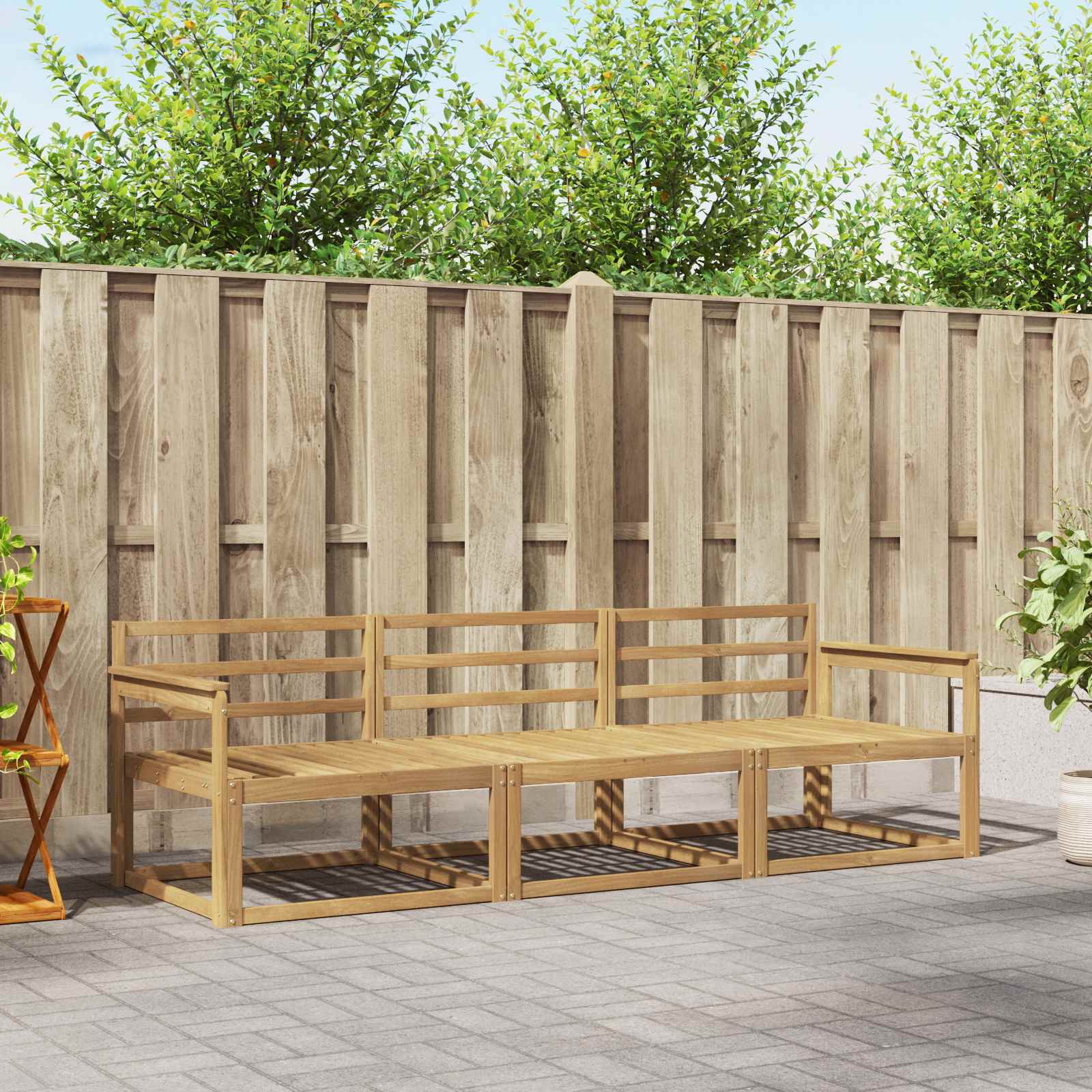 vidaXL Buiten bankenset 3 pcs Naturel Massief Acaciahout