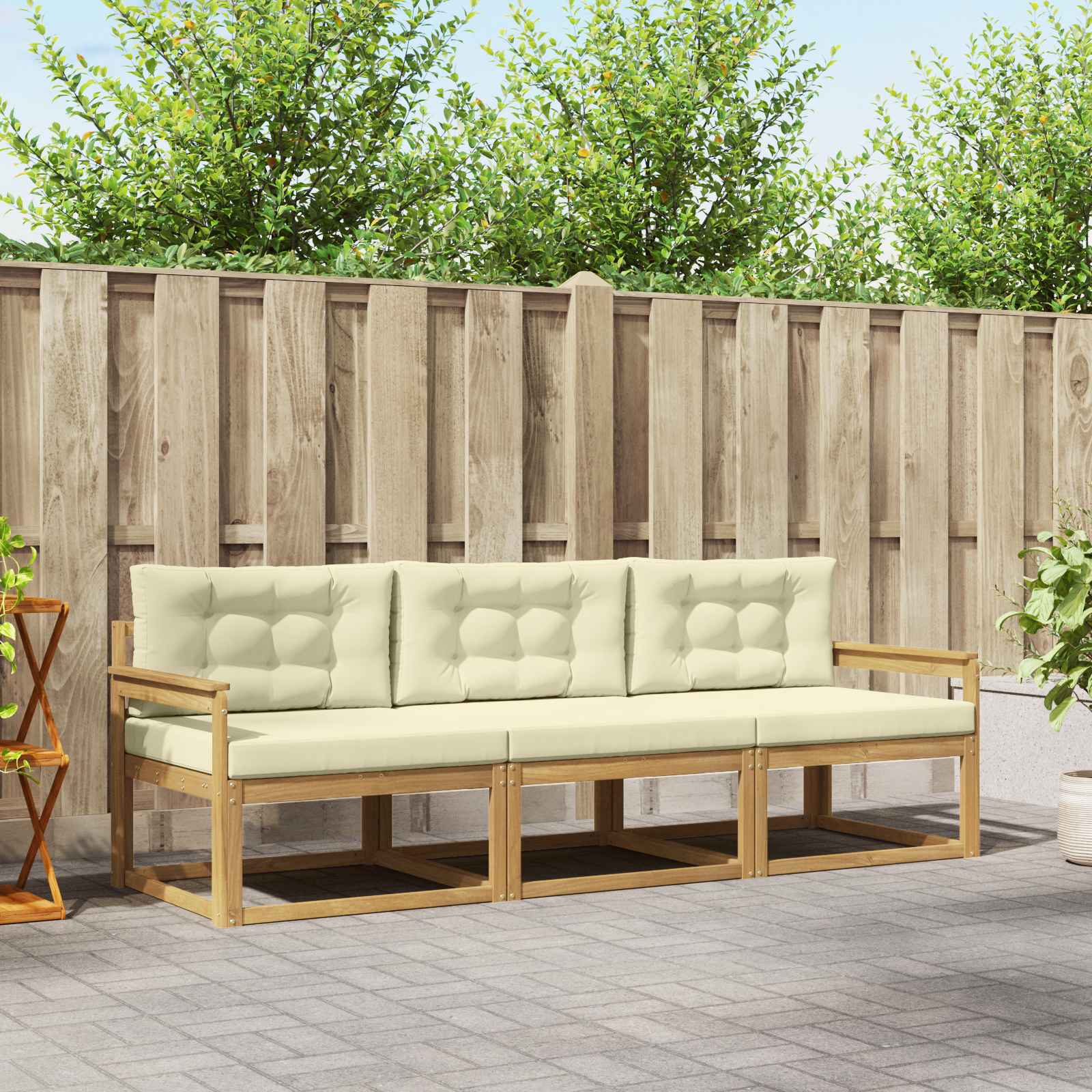 vidaXL Buiten bankenset 3 pcs Naturel Massief Acaciahout