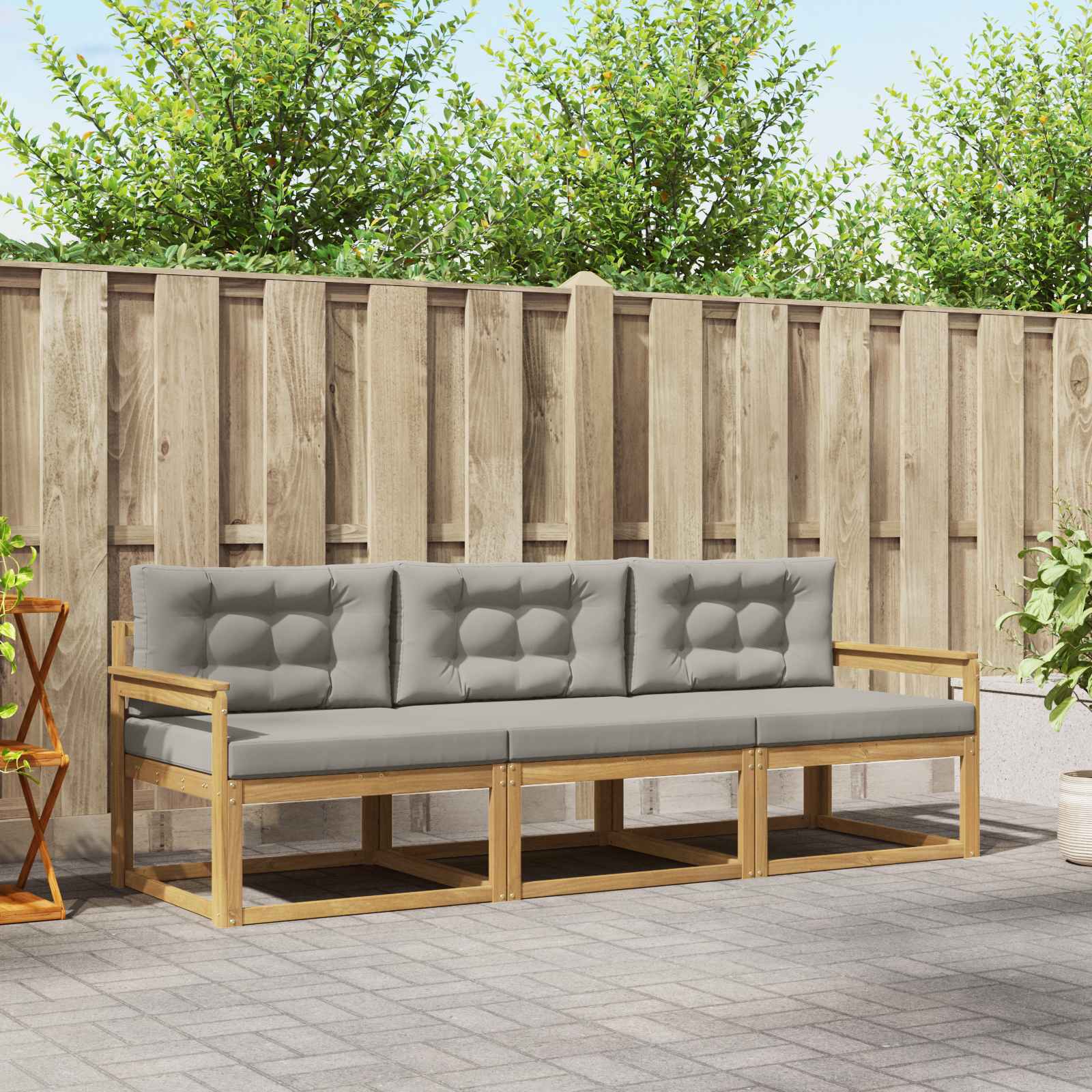 vidaXL Buiten bankenset 3 pcs Naturel Massief Acaciahout