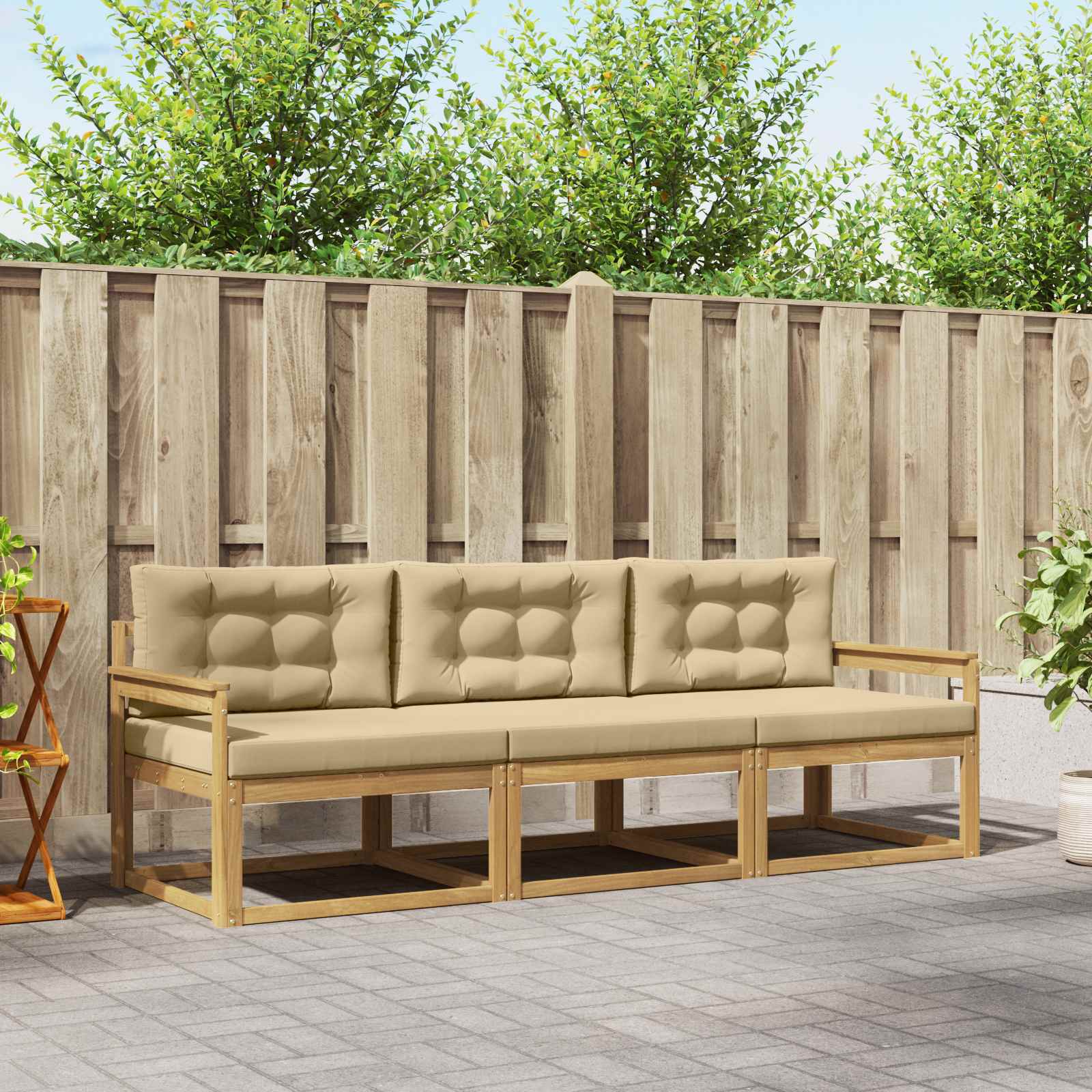 vidaXL Buiten bankenset 3 pcs Naturel Massief Acaciahout