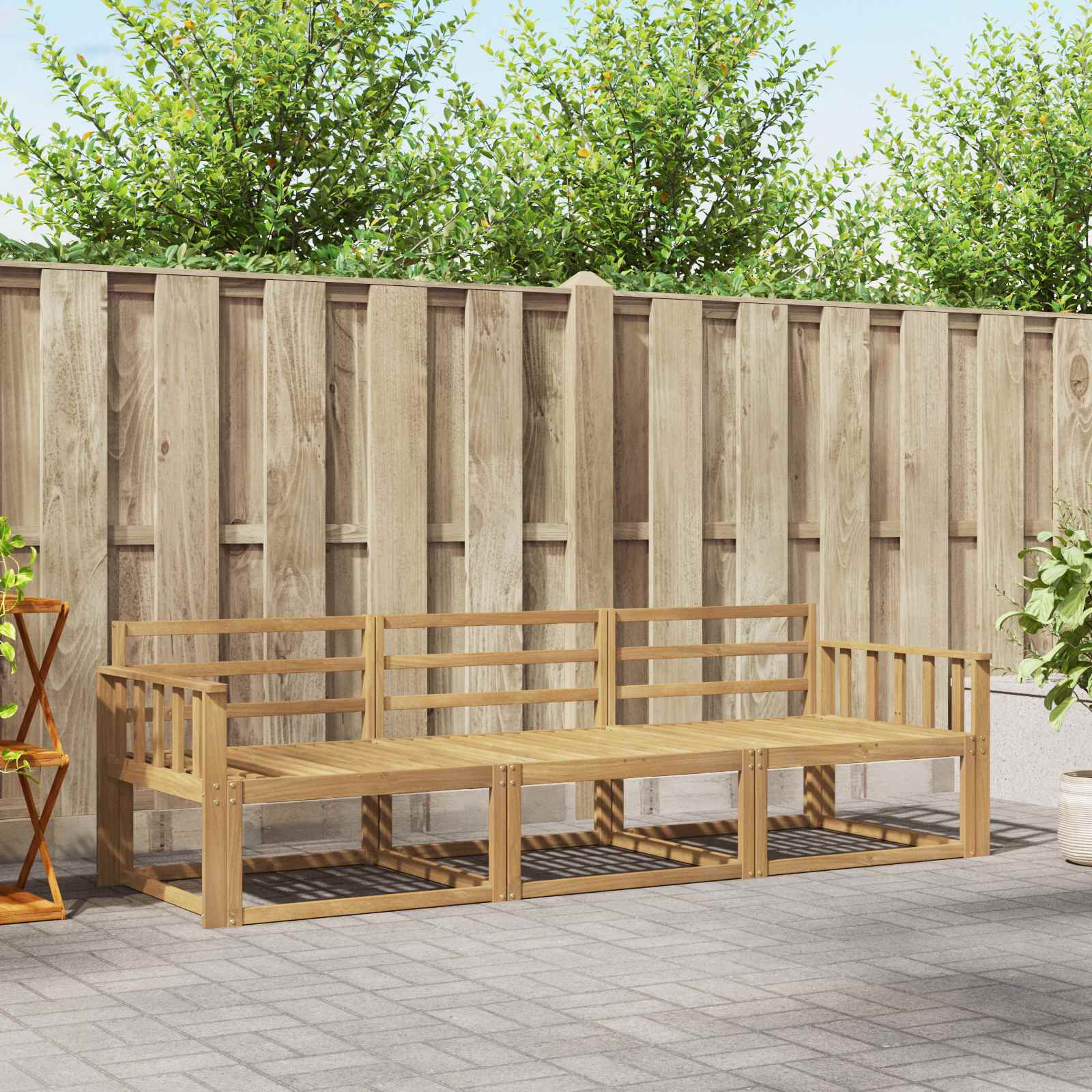 vidaXL Buiten bankenset 3 pcs Naturel Massief Acaciahout