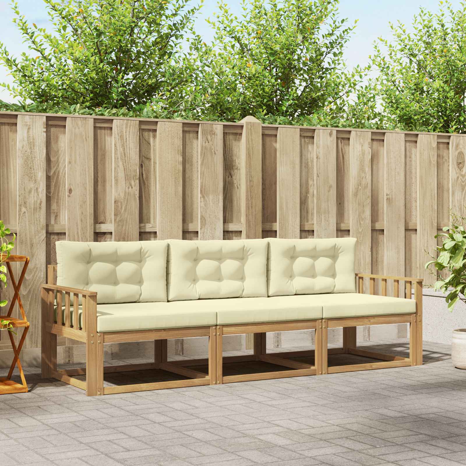 vidaXL Buiten bankenset 3 pcs Naturel Massief Acaciahout