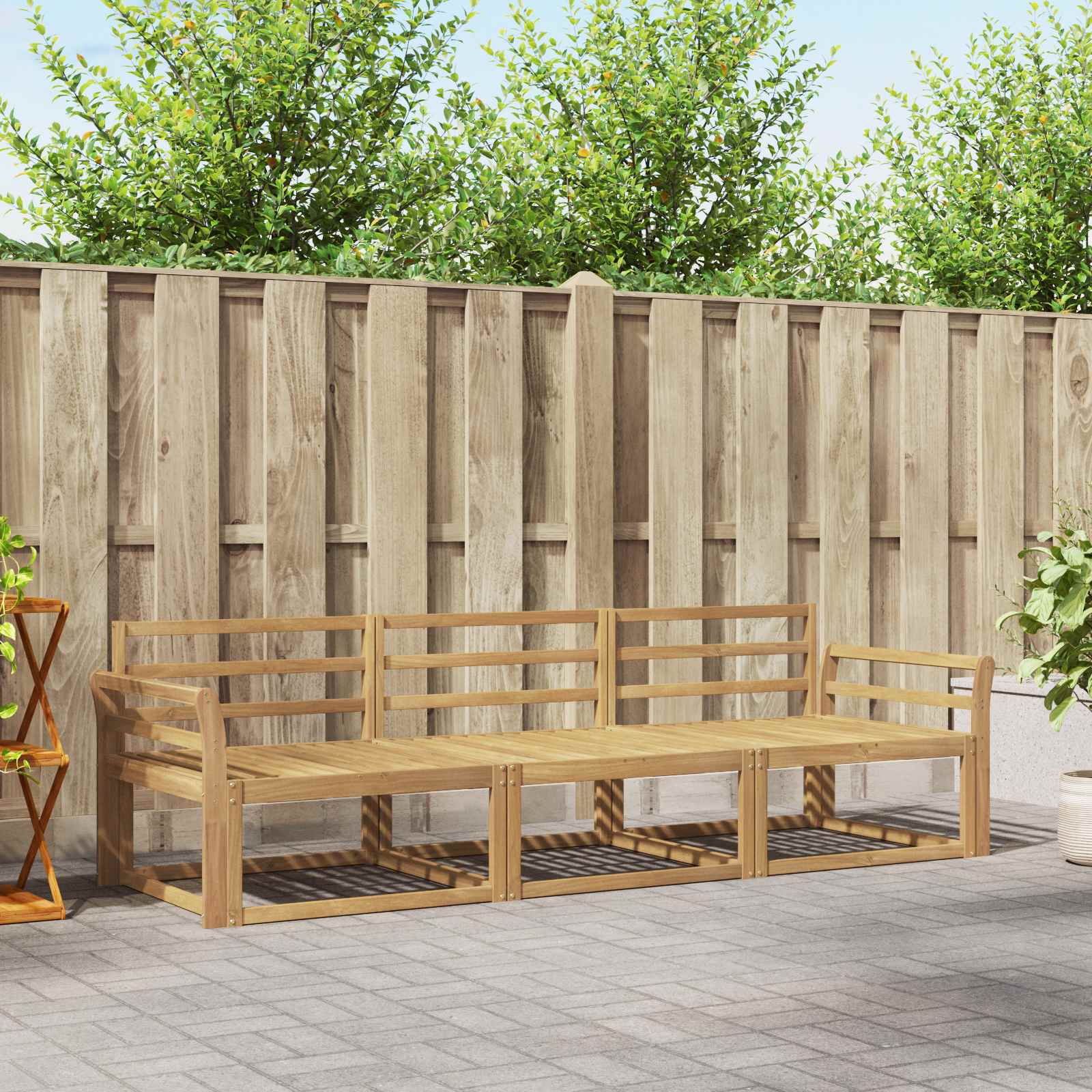 vidaXL Buiten bankenset 3 pcs Naturel Massief Acaciahout