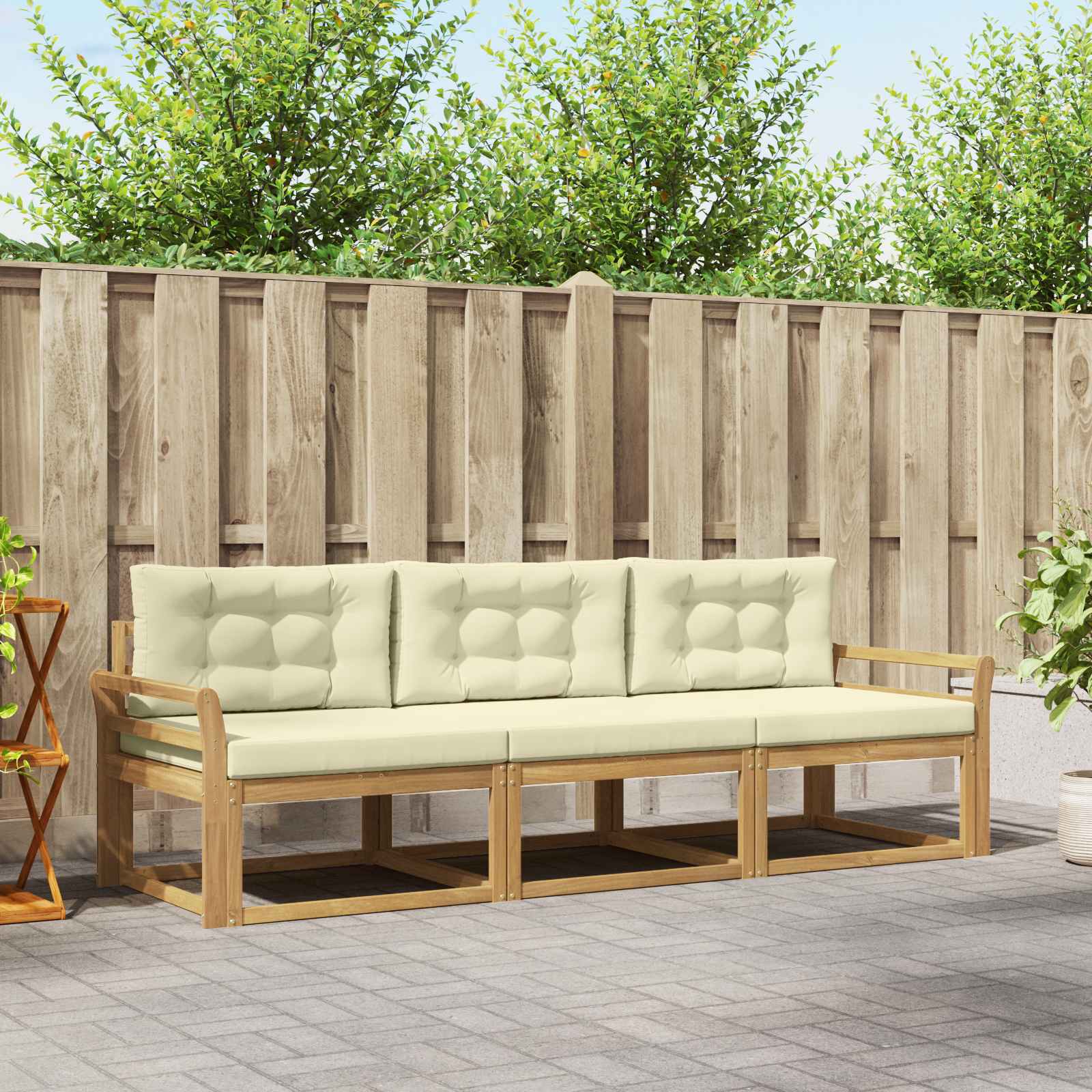 vidaXL Buiten bankenset 3 pcs Naturel Massief Acaciahout