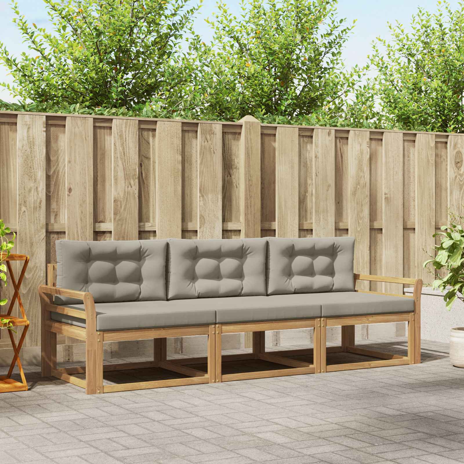 vidaXL Buiten bankenset 3 pcs Naturel Massief Acaciahout