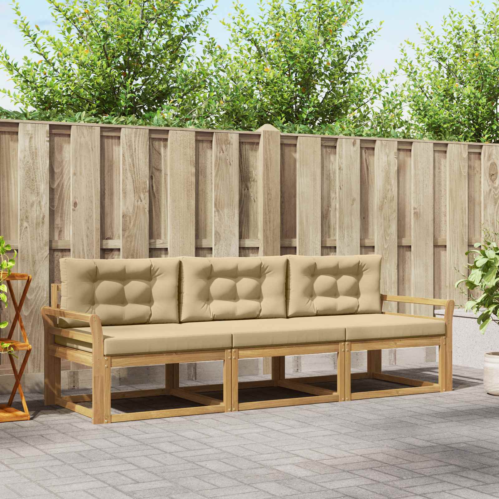 vidaXL Buiten bankenset 3 pcs Naturel Massief Acaciahout