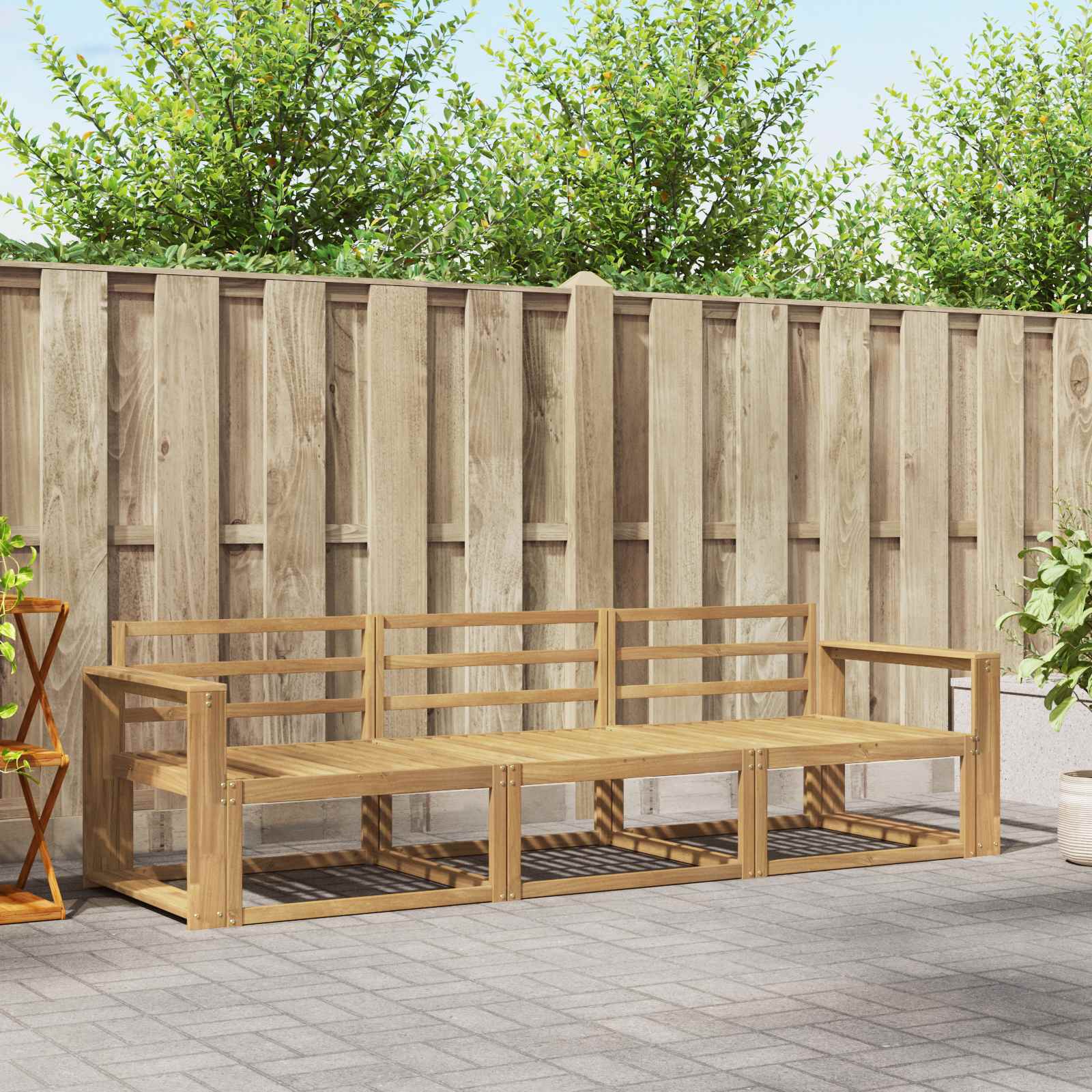 vidaXL Buiten bankenset 3 pcs Naturel Massief Acaciahout