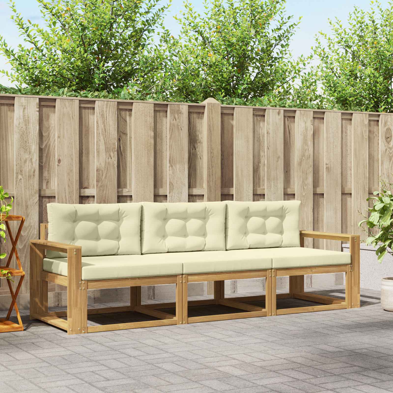 vidaXL Buiten bankenset 3 pcs Naturel Massief Acaciahout