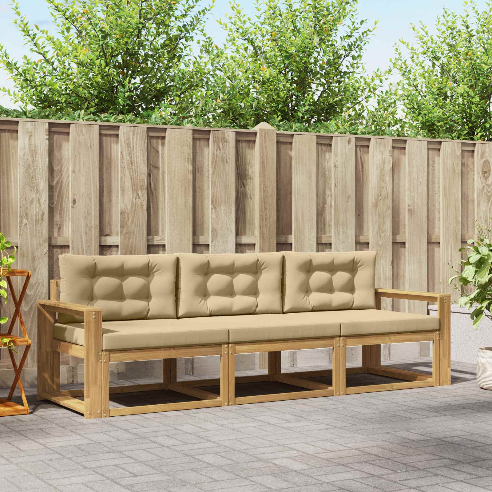 vidaXL Buiten bankenset 3 pcs Naturel Massief Acaciahout