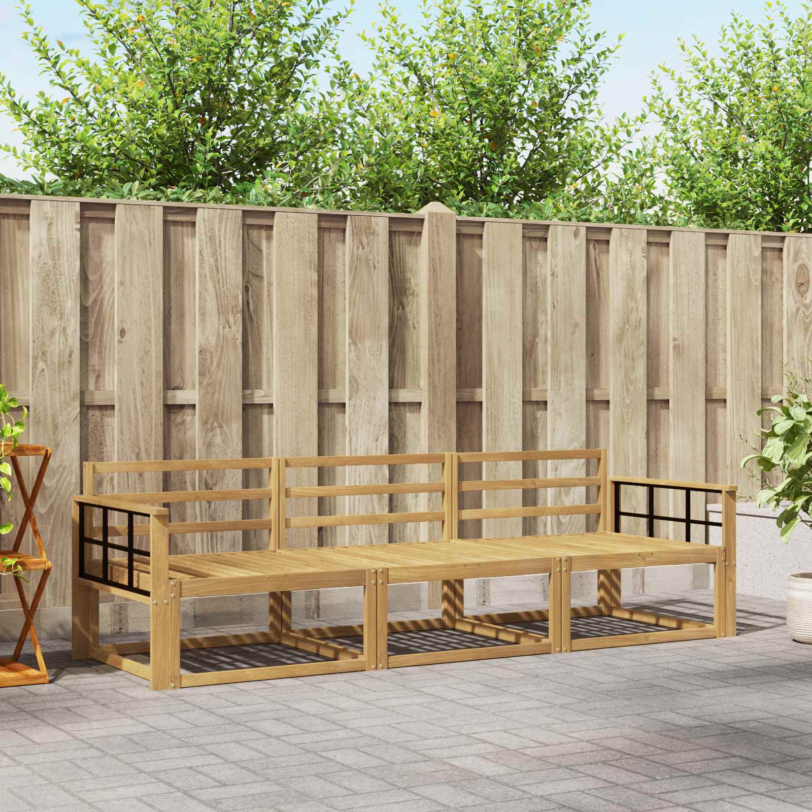vidaXL Buiten bankenset 3 pcs Naturel Massief Acaciahout
