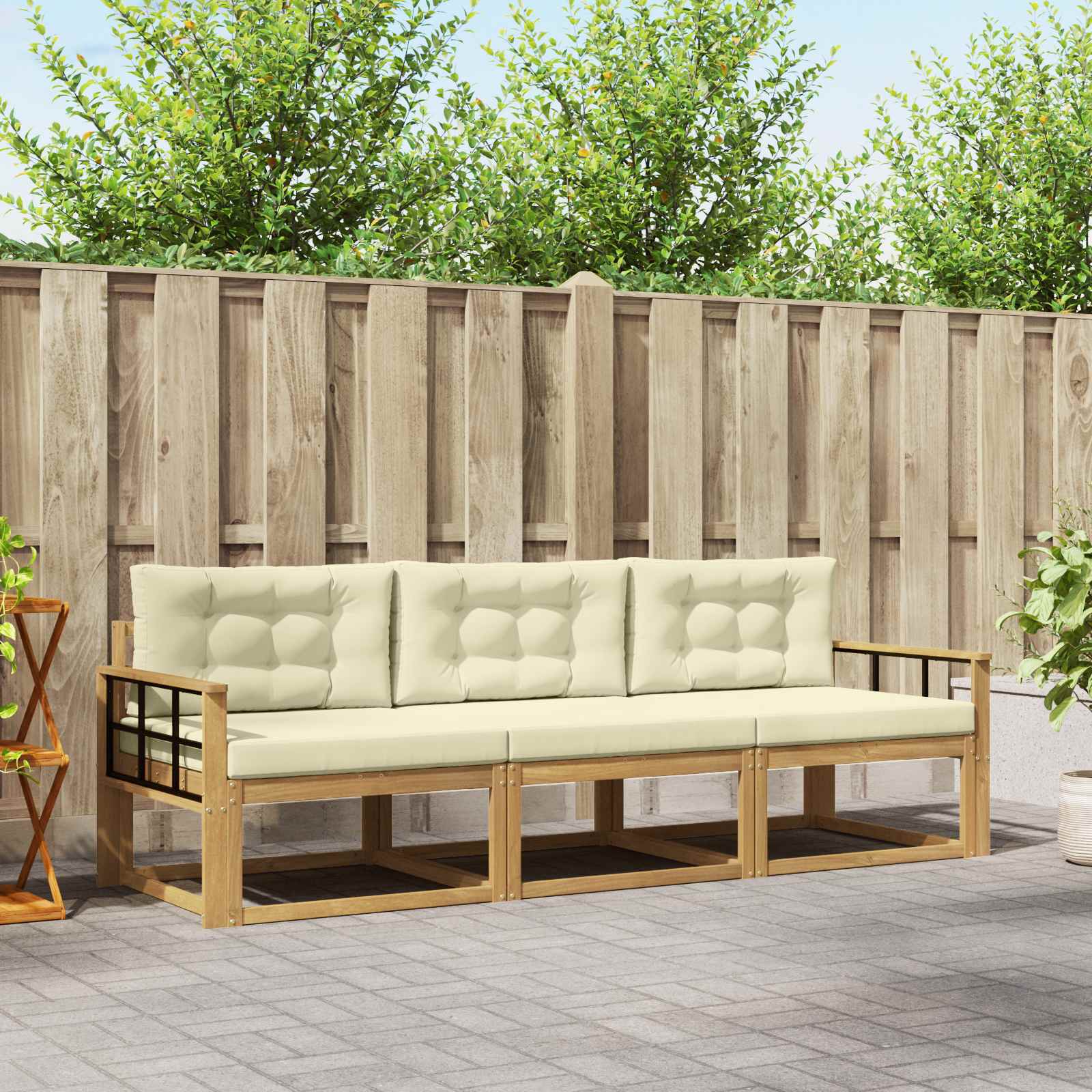 vidaXL Buiten bankenset 3 pcs Naturel Massief Acaciahout