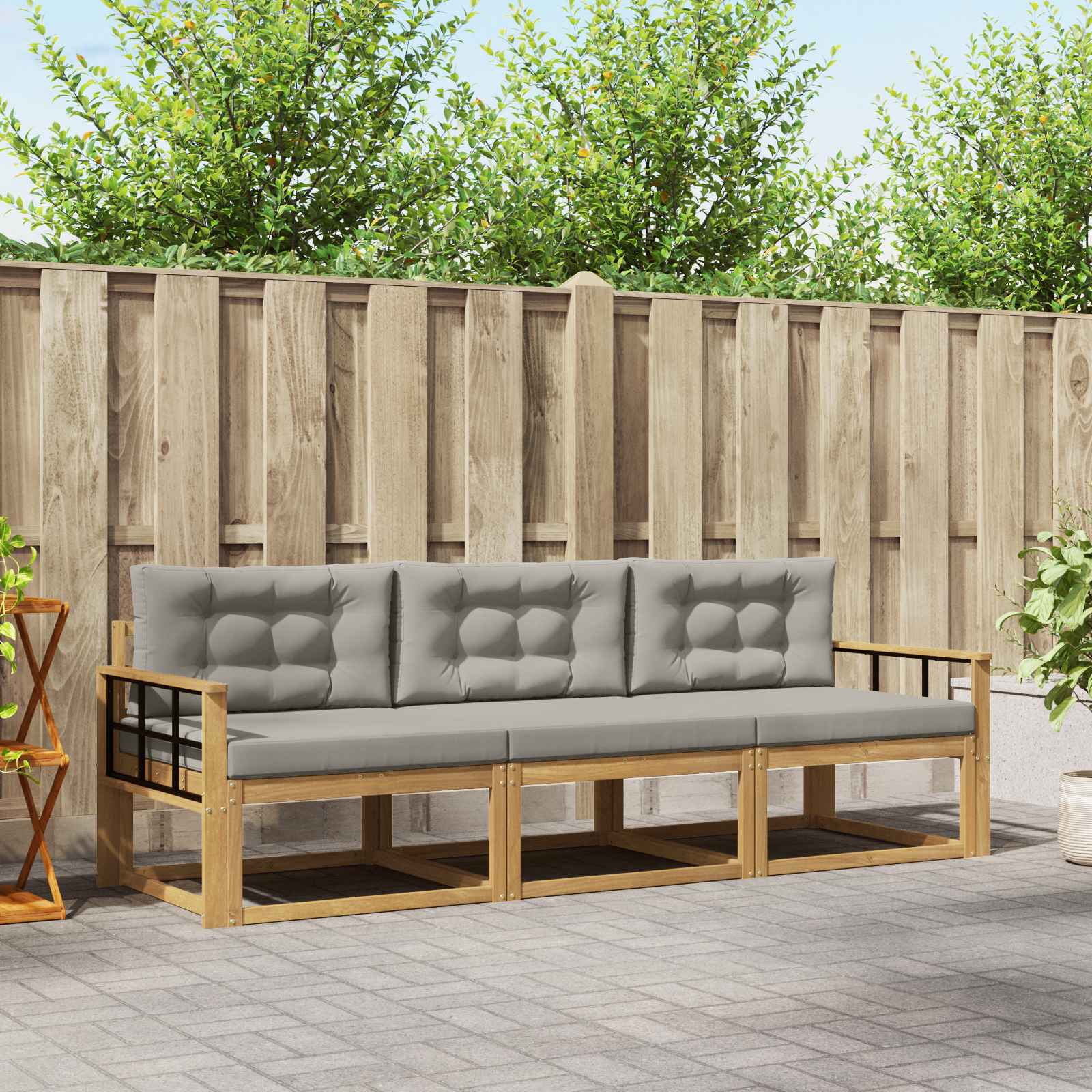 vidaXL Buiten bankenset 3 pcs Naturel Massief Acaciahout