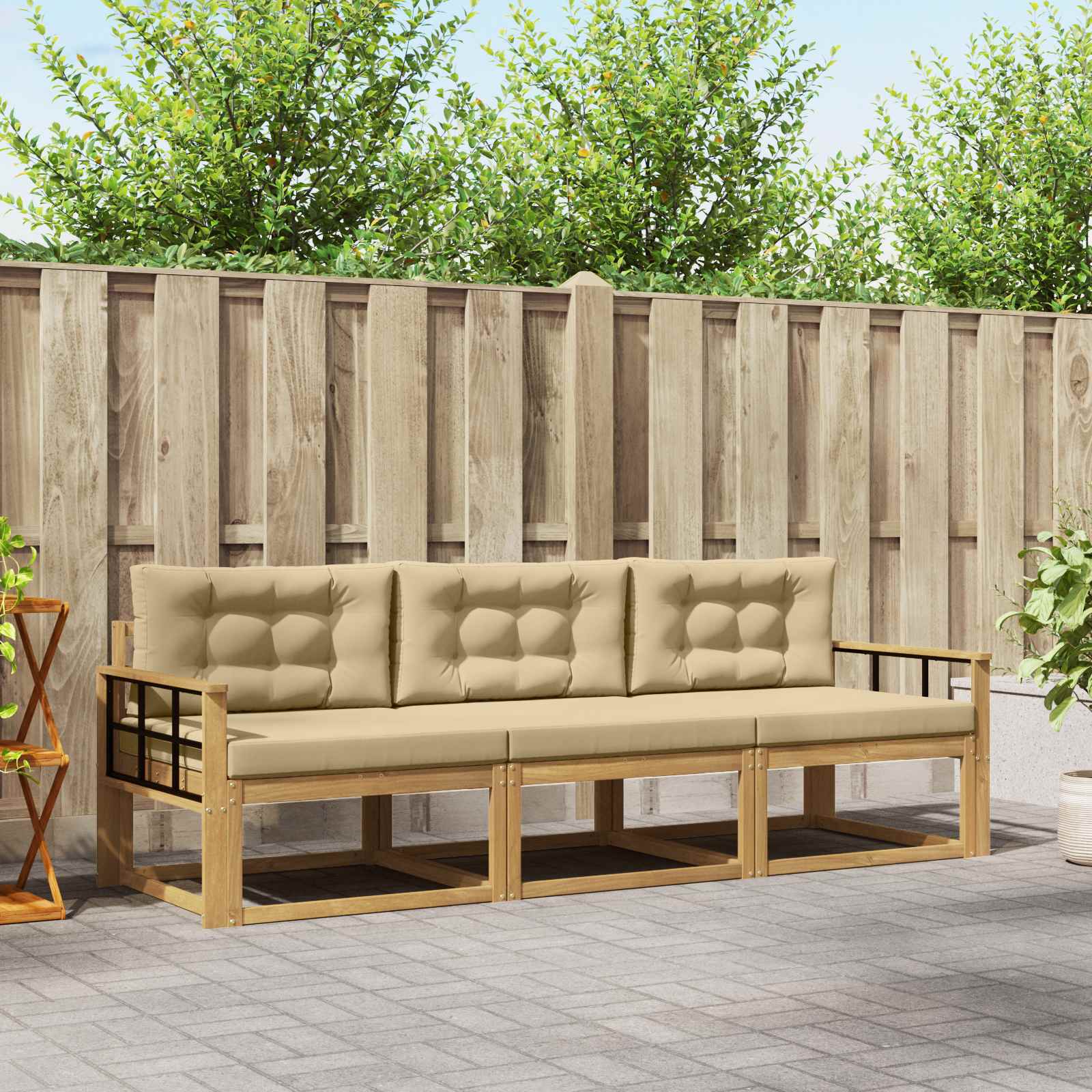 vidaXL Buiten bankenset 3 pcs Naturel Massief Acaciahout