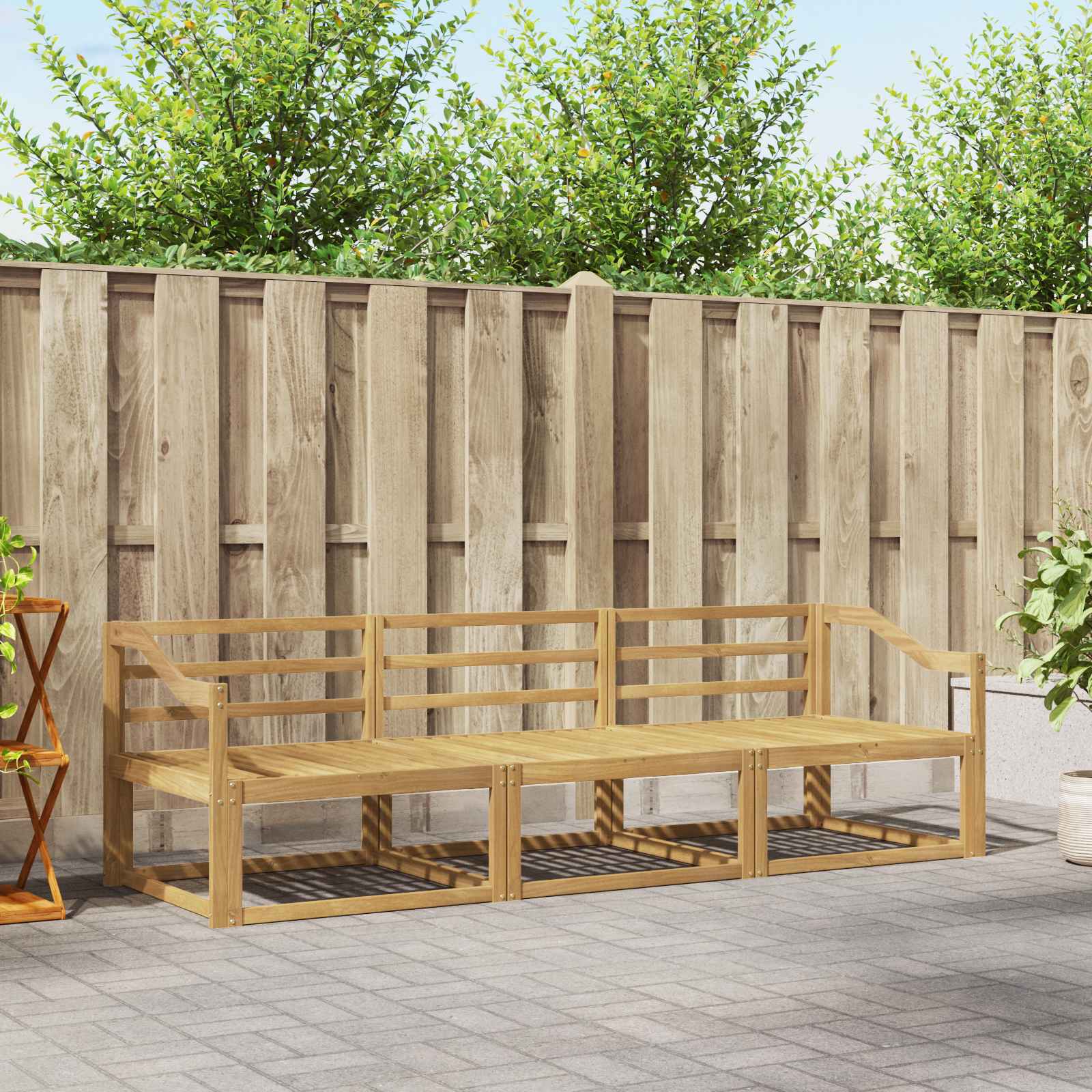 vidaXL Buiten bankenset 3 pcs Naturel Massief Acaciahout