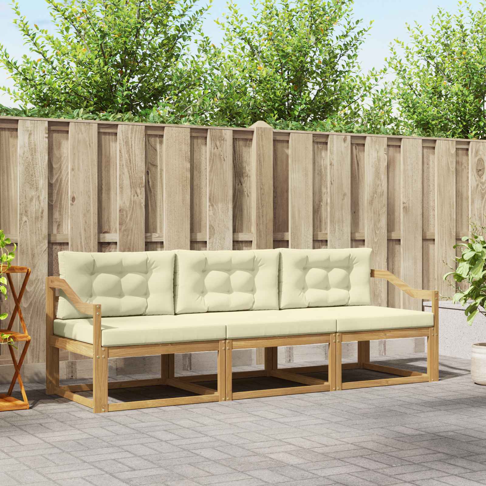vidaXL Buiten bankenset 3 pcs Naturel Massief Acaciahout
