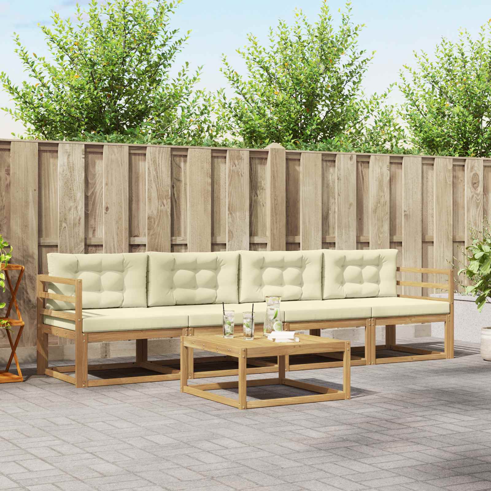 vidaXL Buiten bankenset 5 pcs Naturel Massief Acaciahout