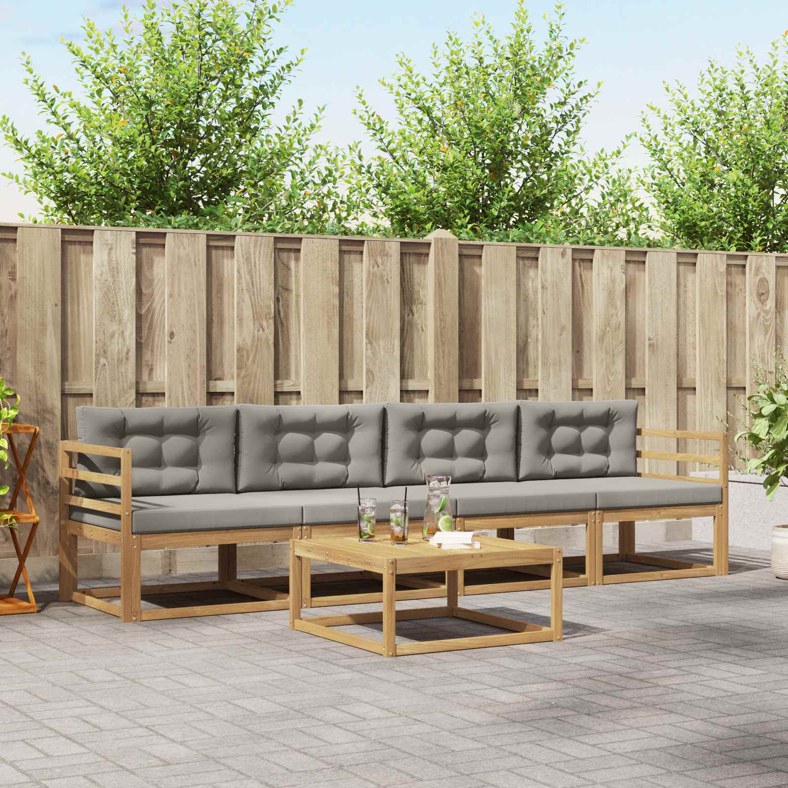 vidaXL Buiten bankenset 5 pcs Naturel Massief Acaciahout