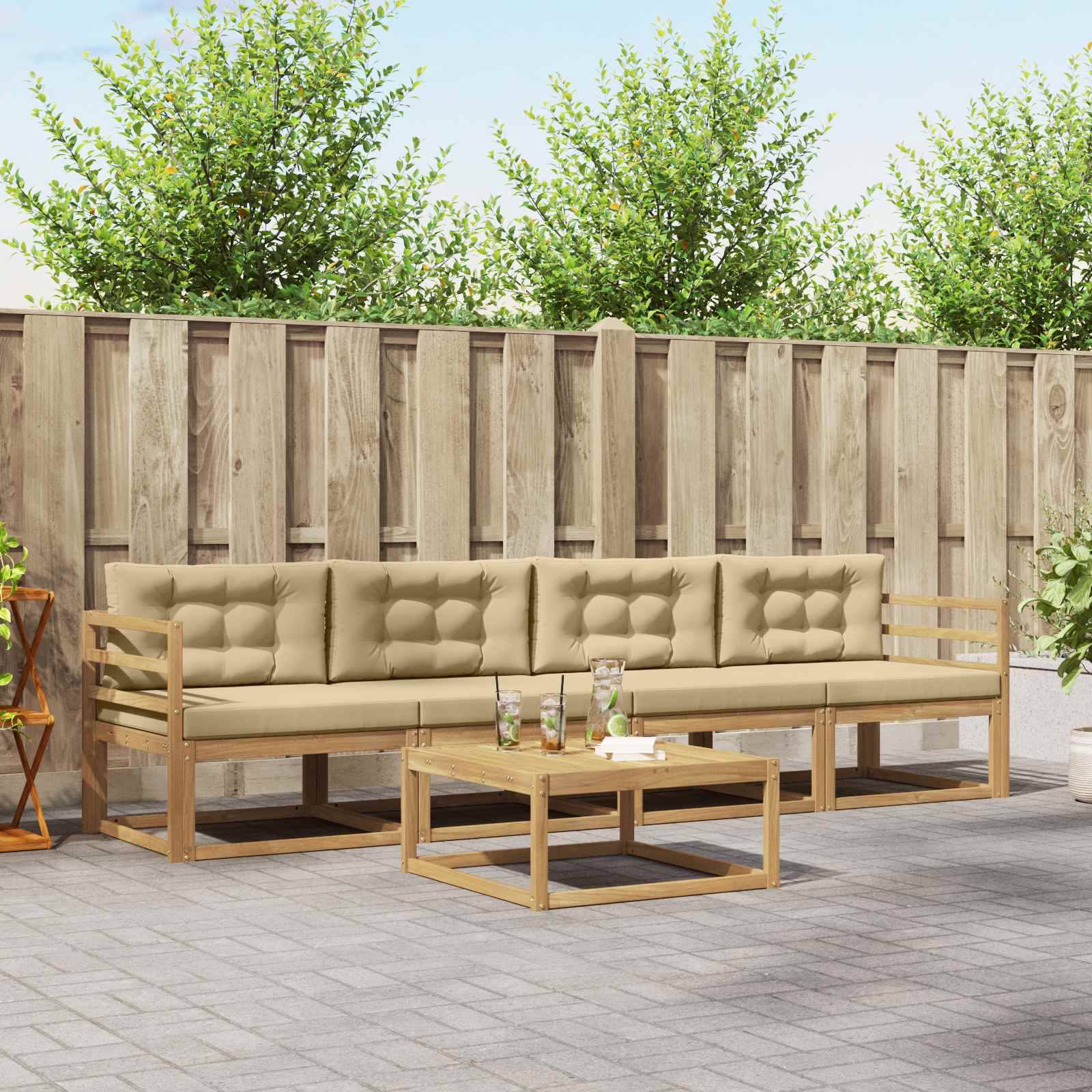 vidaXL Buiten bankenset 5 pcs Naturel Massief Acaciahout