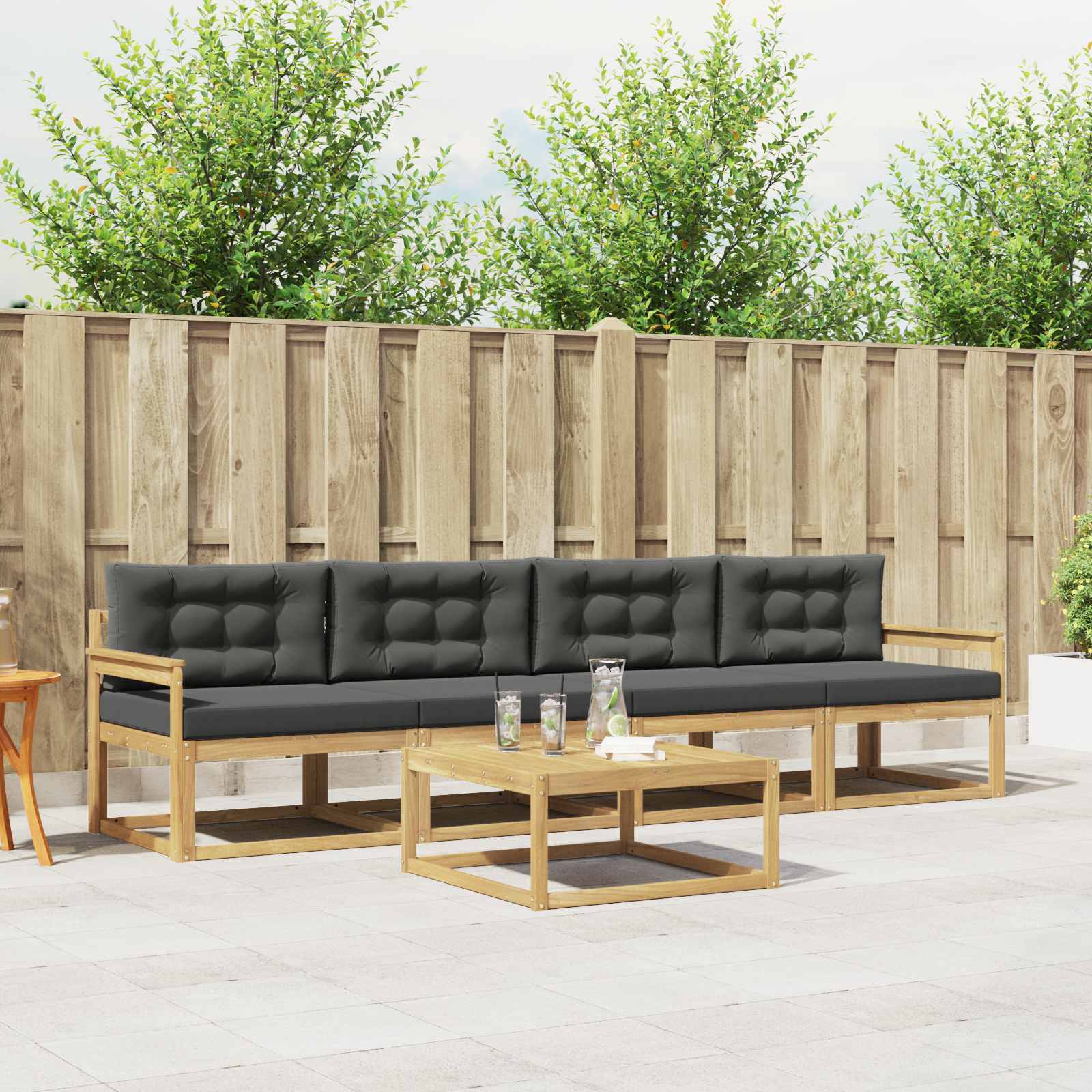 vidaXL Buiten bankenset 5 pcs Naturel Massief Acaciahout