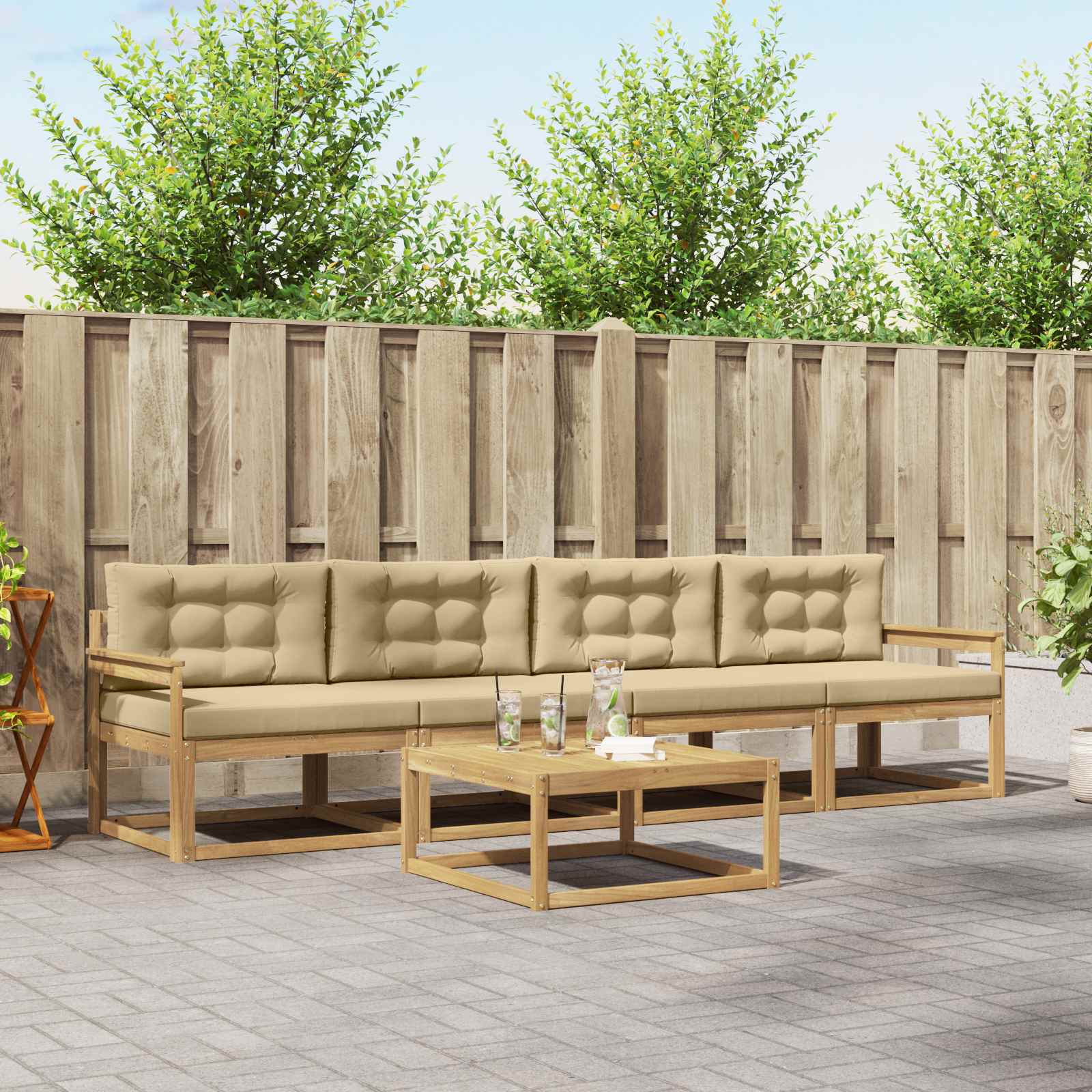 vidaXL Buiten bankenset 5 pcs Naturel Massief Acaciahout