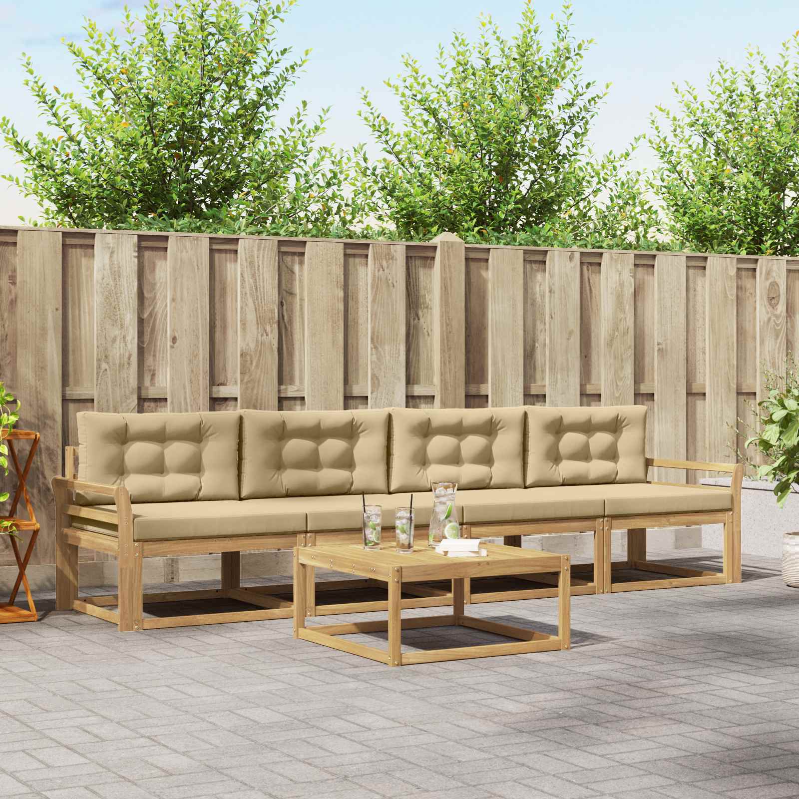 vidaXL Buiten bankenset 5 pcs Naturel Massief Acaciahout