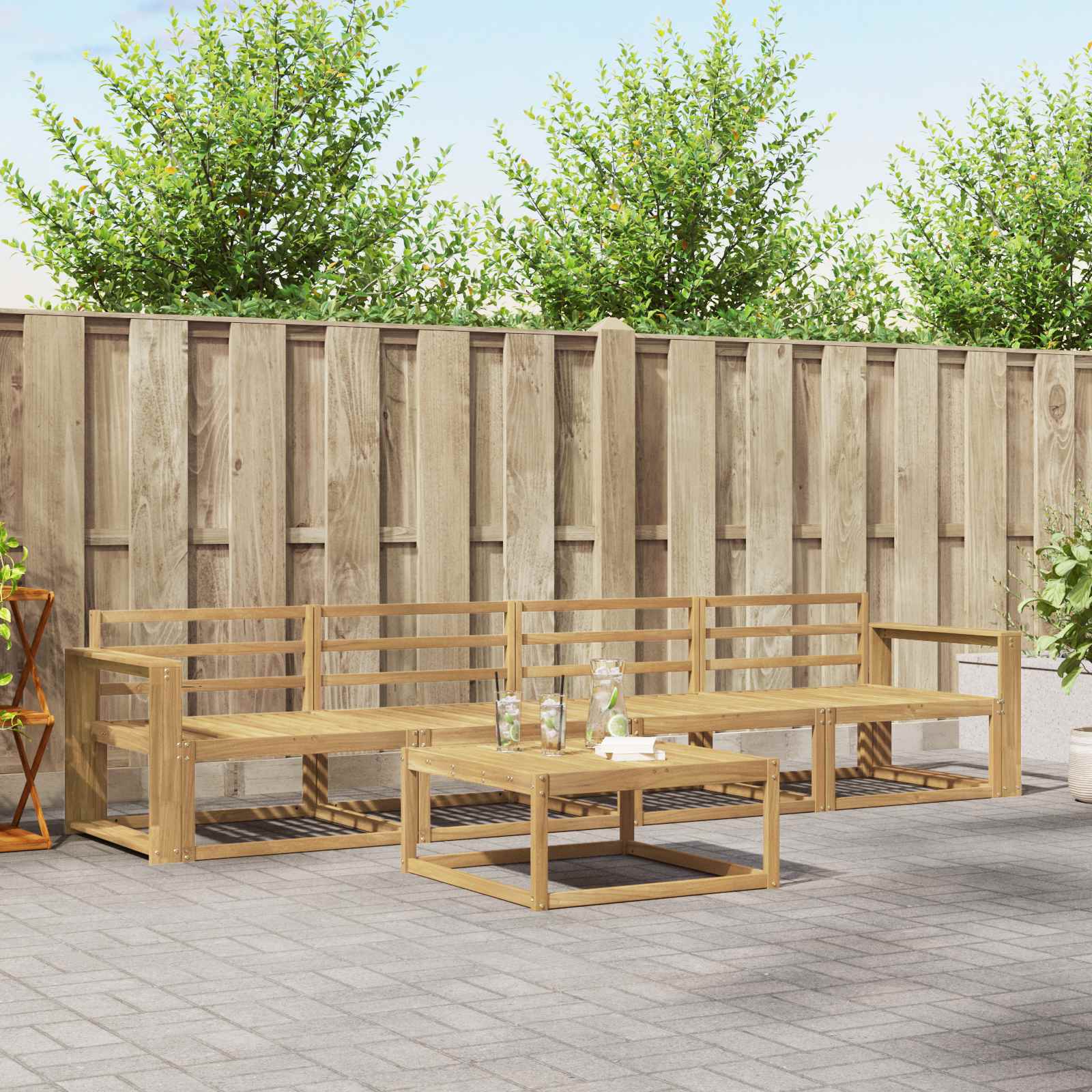 vidaXL Buiten bankenset 5 pcs Naturel Massief Acaciahout