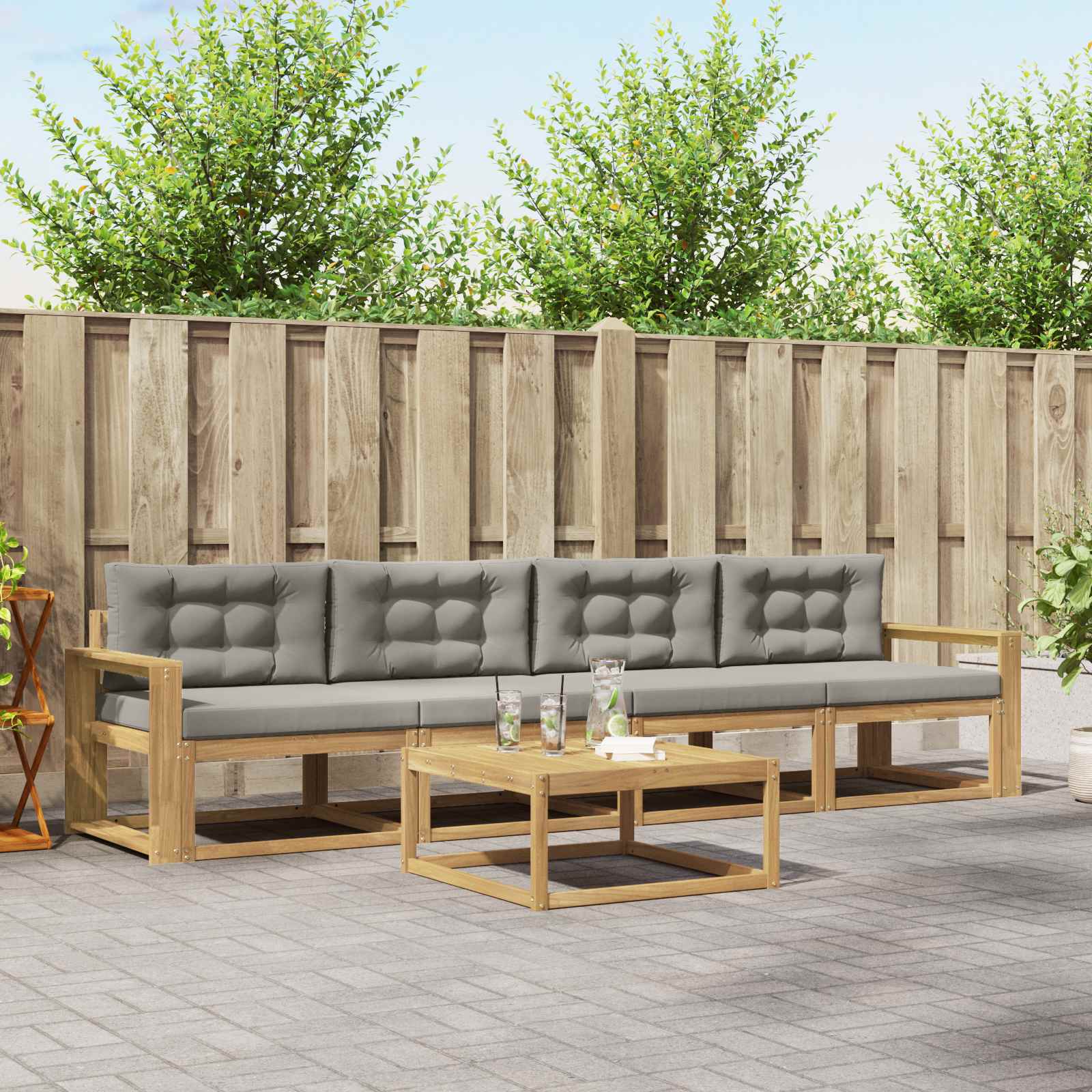 vidaXL Buiten bankenset 5 pcs Naturel Massief Acaciahout