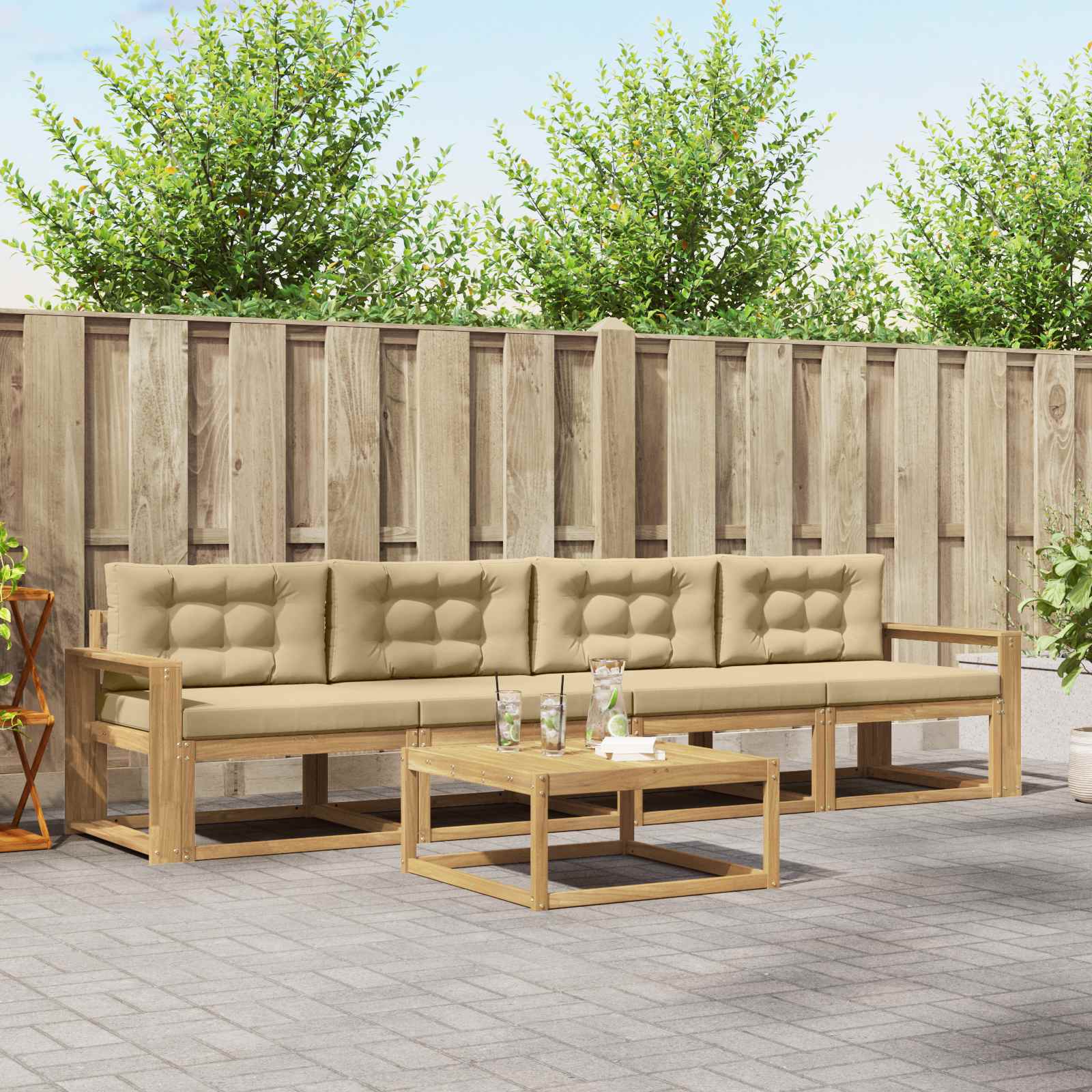 vidaXL Buiten bankenset 5 pcs Naturel Massief Acaciahout