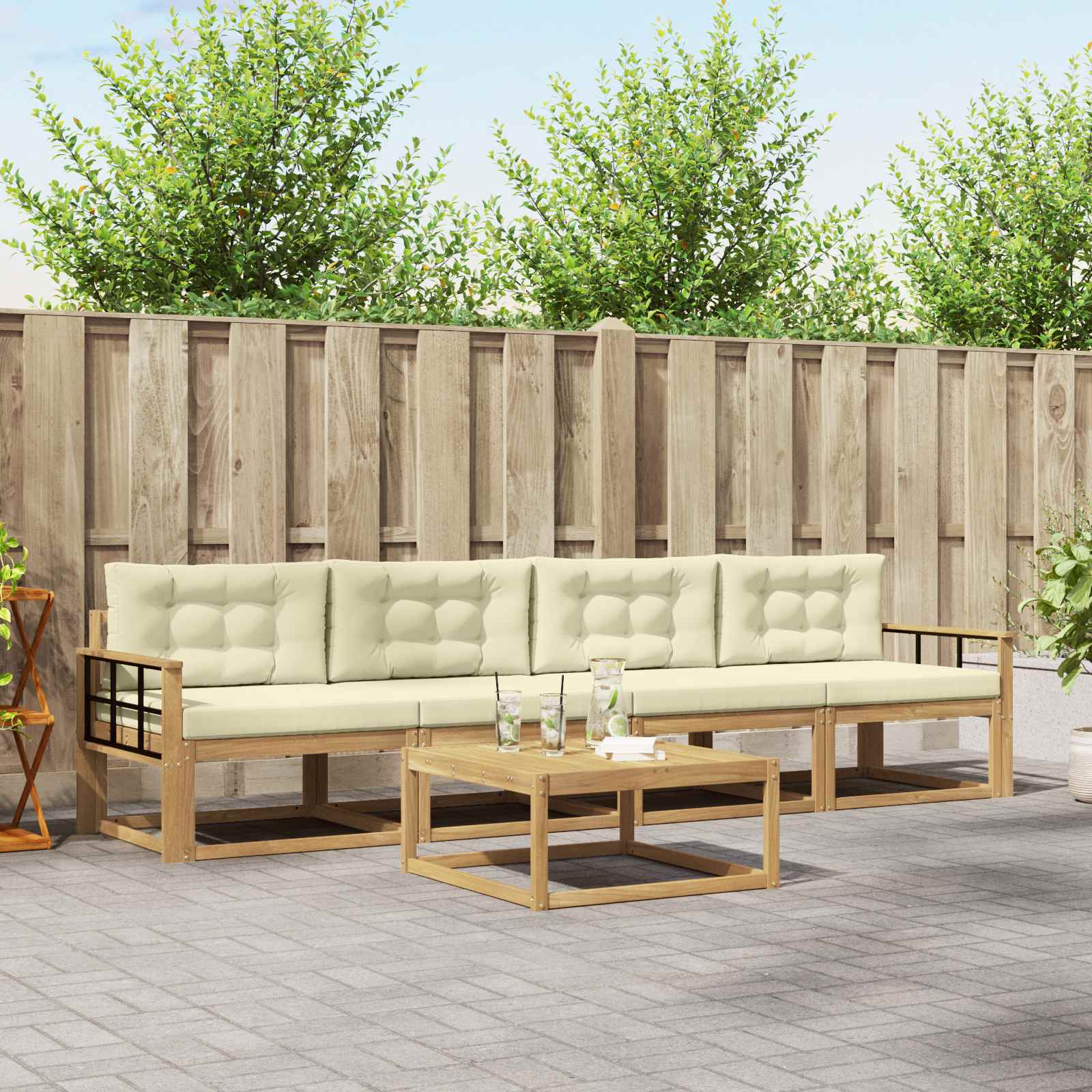 vidaXL Buiten bankenset 5 pcs Naturel Massief Acaciahout