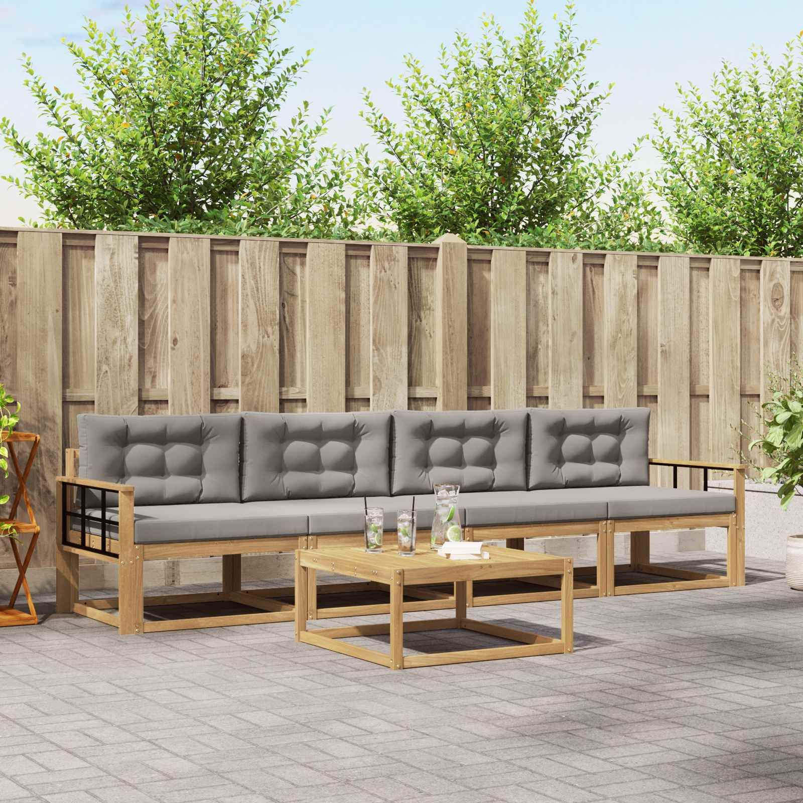 vidaXL Buiten bankenset 5 pcs Naturel Massief Acaciahout