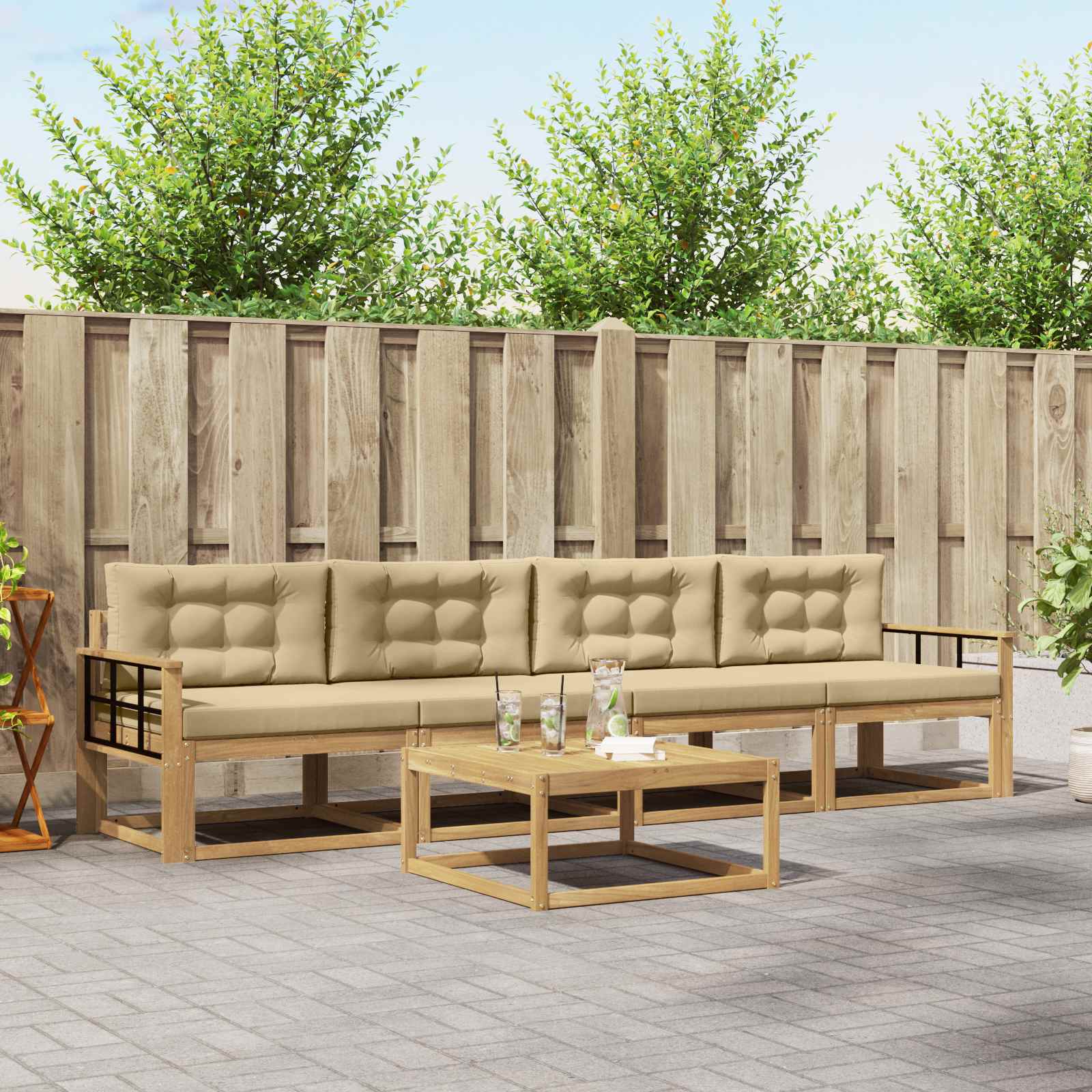 vidaXL Buiten bankenset 5 pcs Naturel Massief Acaciahout