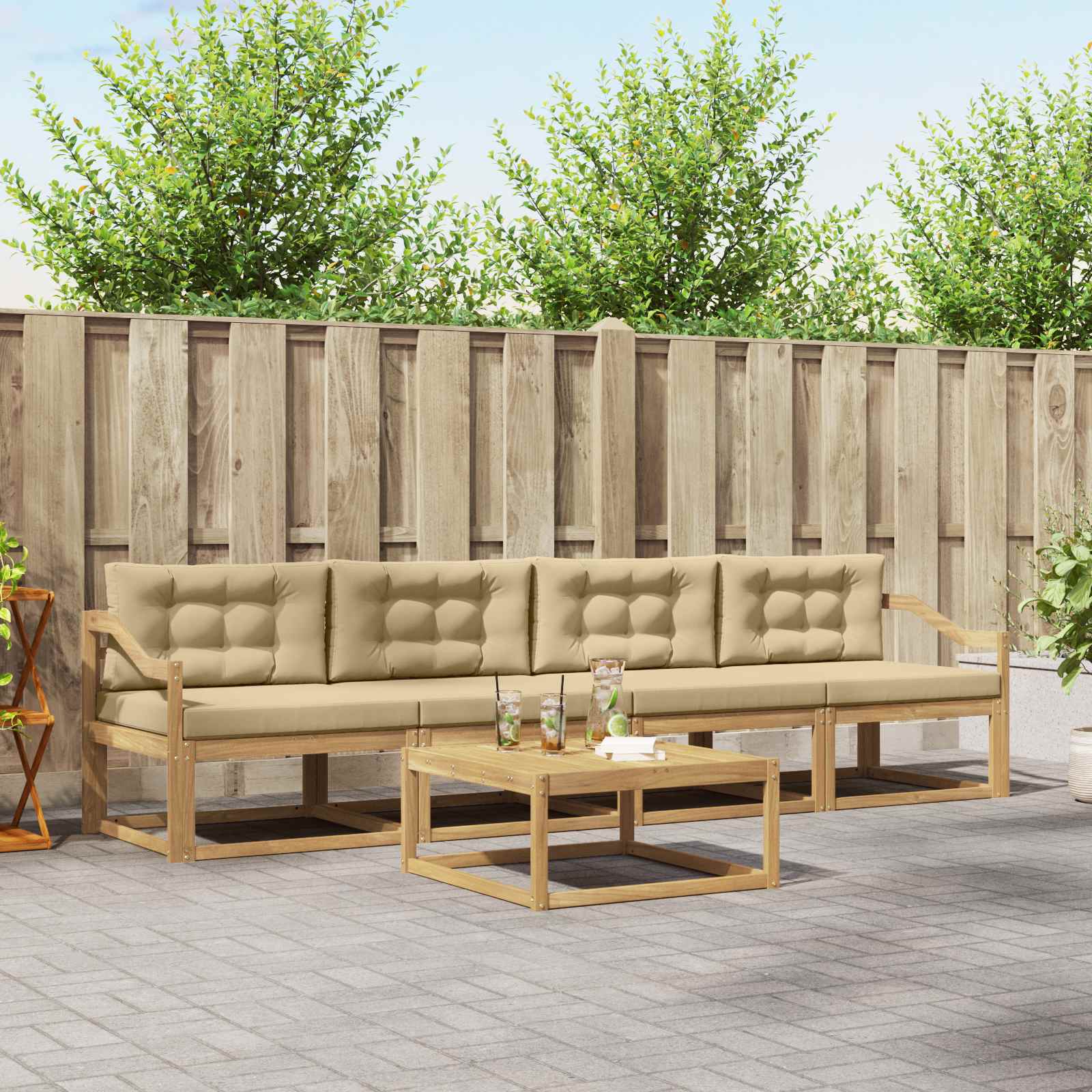 vidaXL Buiten bankenset 5 pcs Naturel Massief Acaciahout
