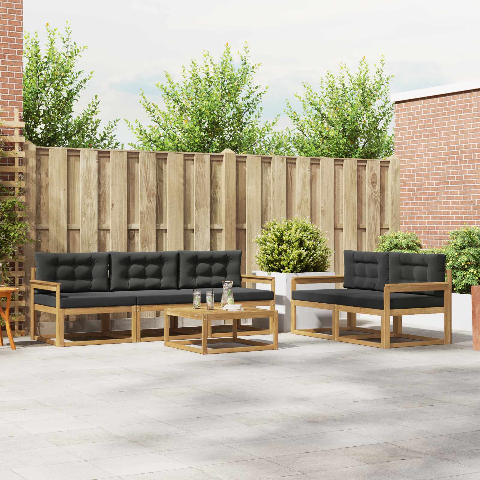vidaXL Buiten bankenset 6 pcs Naturel Massief Acaciahout