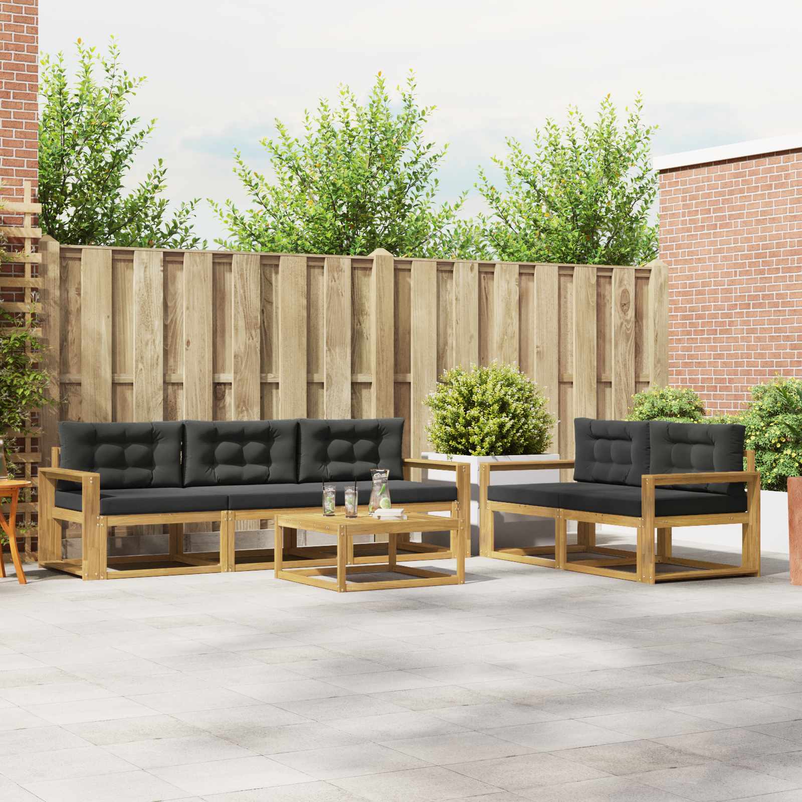 vidaXL Buiten bankenset 6 pcs Naturel Massief Acaciahout