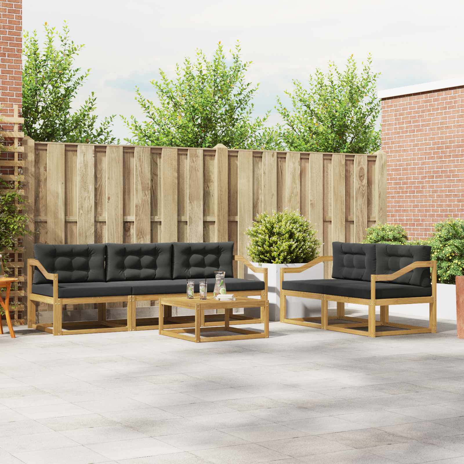vidaXL Buiten bankenset 6 pcs Naturel Massief Acaciahout