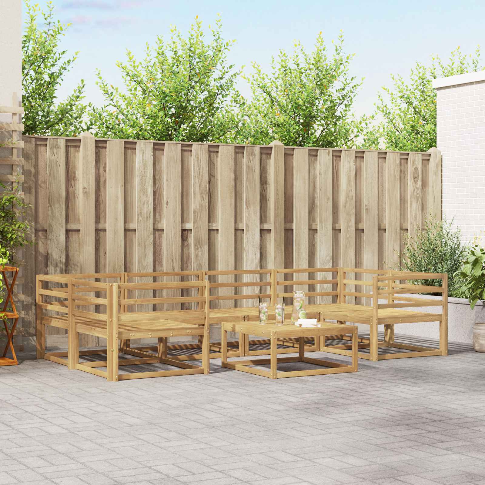 vidaXL Buiten bankenset 7 pcs Naturel Massief Acaciahout