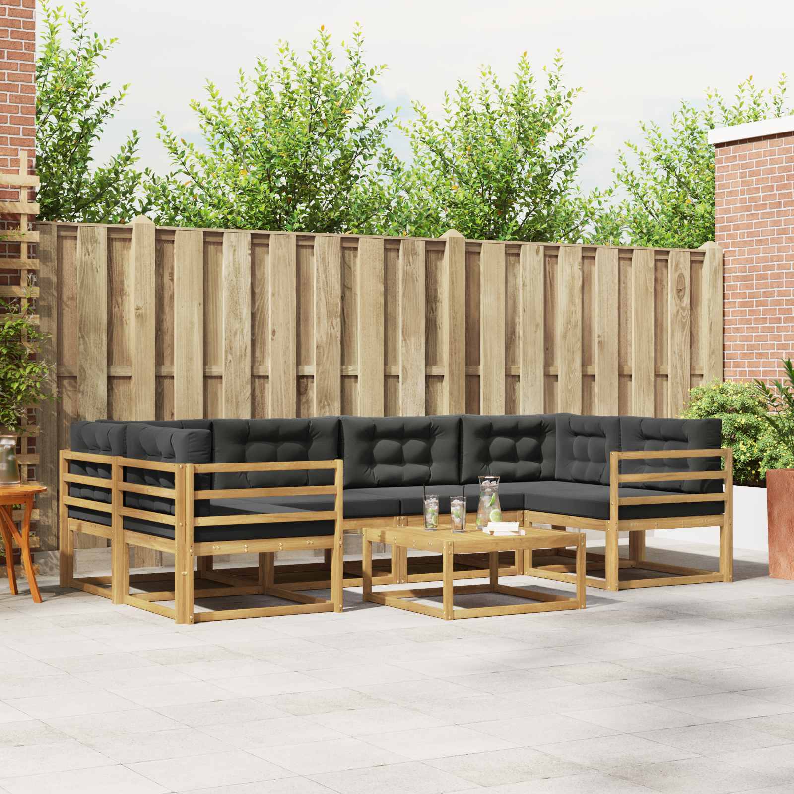vidaXL Buiten bankenset 7 pcs Naturel Massief Acaciahout