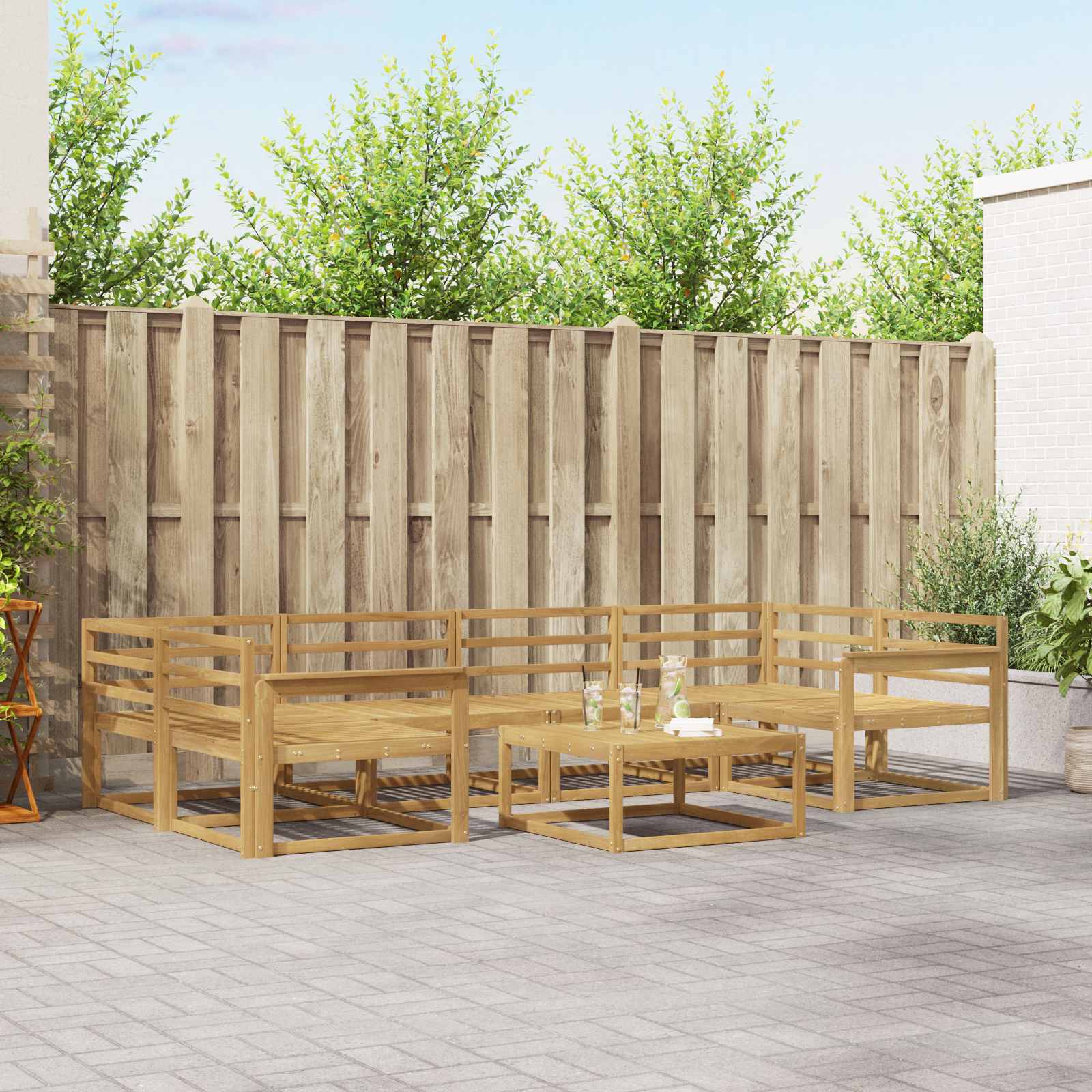 vidaXL Buiten bankenset 7 pcs Naturel Massief Acaciahout