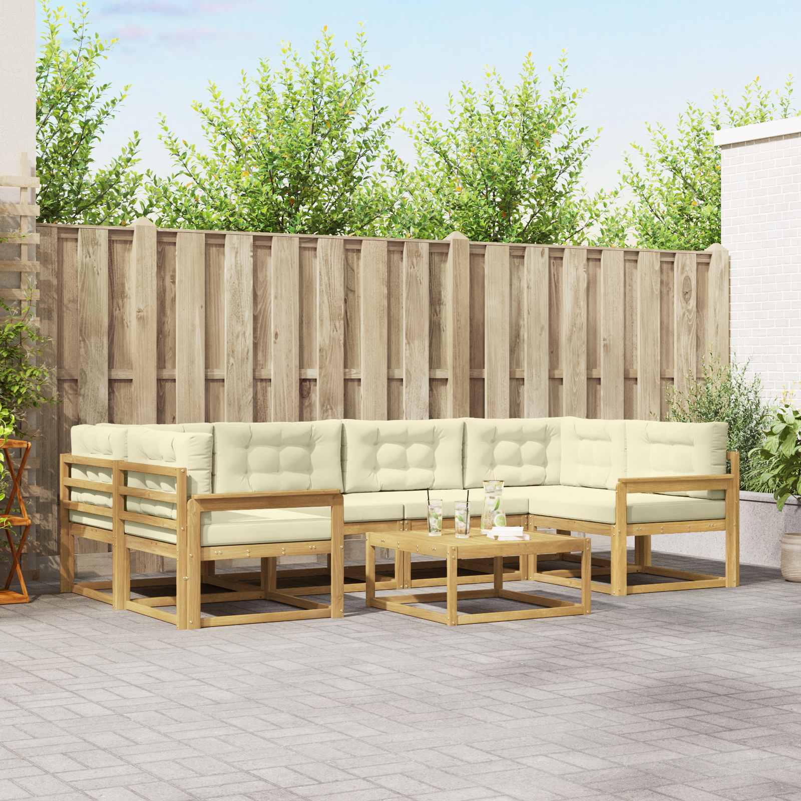 vidaXL Buiten bankenset 7 pcs Naturel Massief Acaciahout