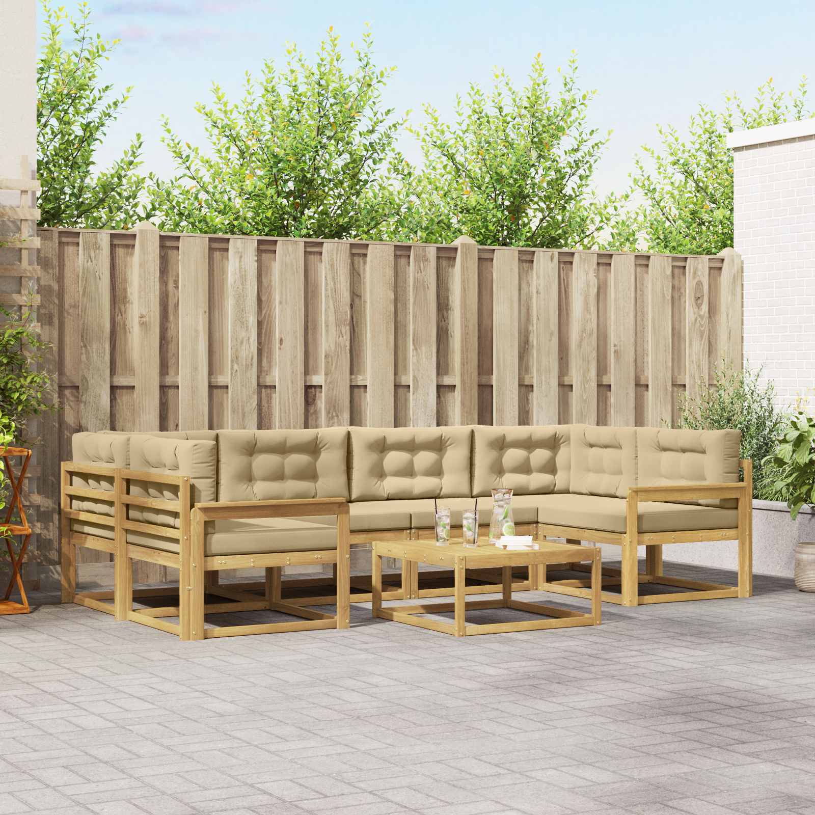 vidaXL Buiten bankenset 7 pcs Naturel Massief Acaciahout
